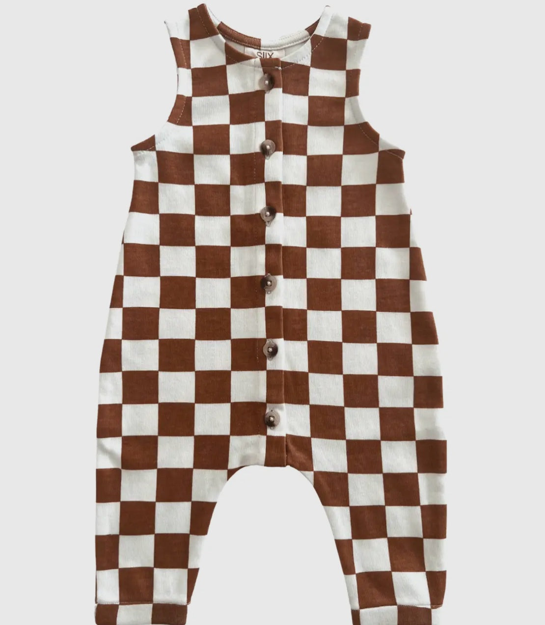 Latte Checkerboard Organic Jumpsuit