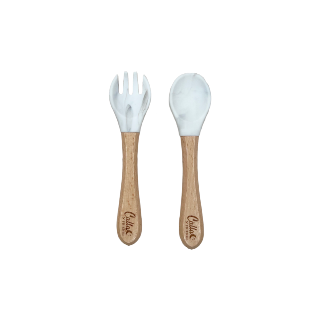 Calla & Friends - Silicone & Beechwood Toddler Utensil Set