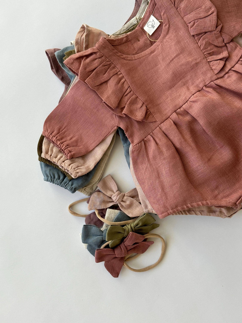 OLIVE & CRADLE - Gabriella Longsleeve Romper with Bow