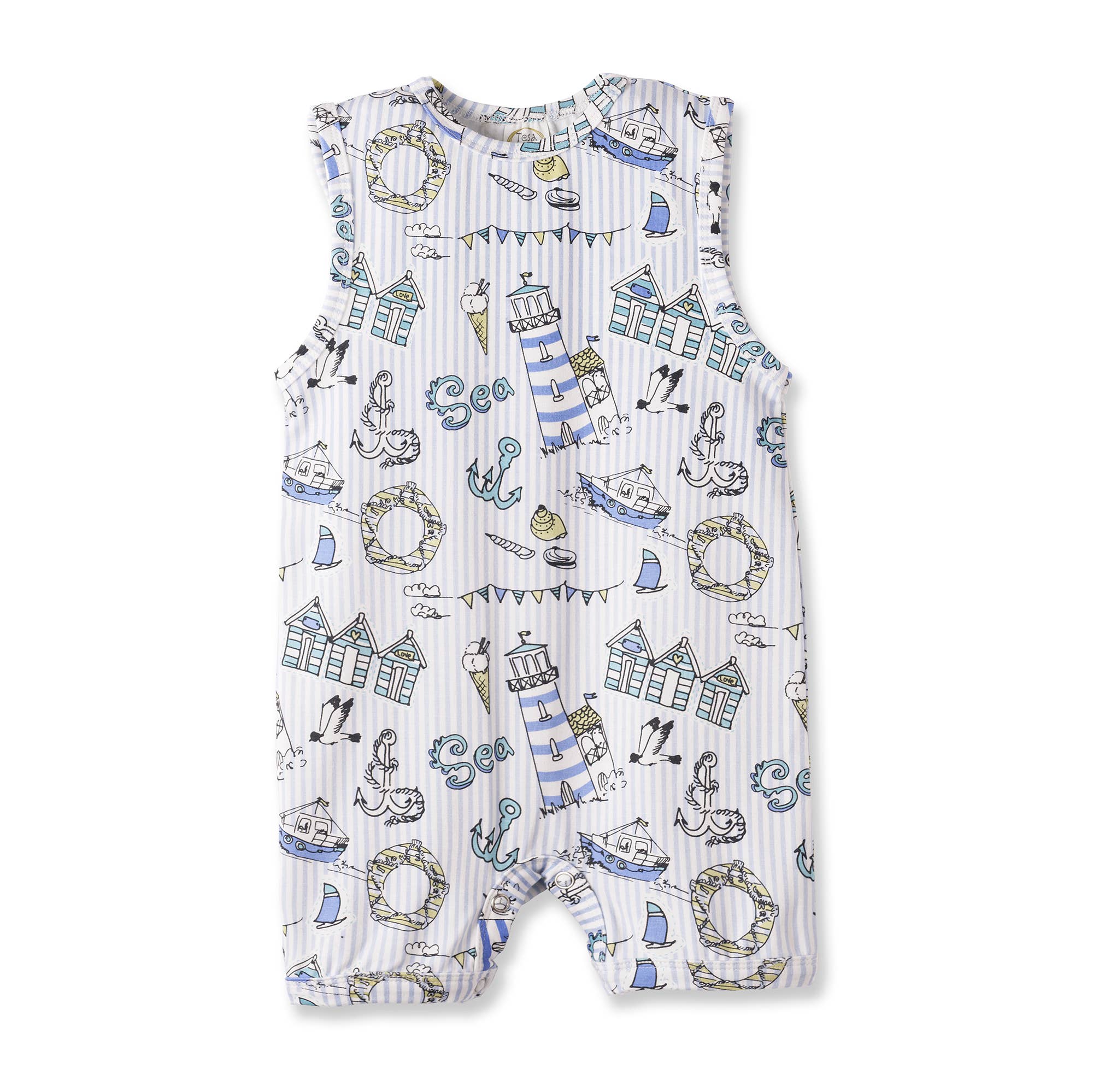 Tesa Babe - Seashore Shortall Romper – Bamboo Baby Neutral One Piece