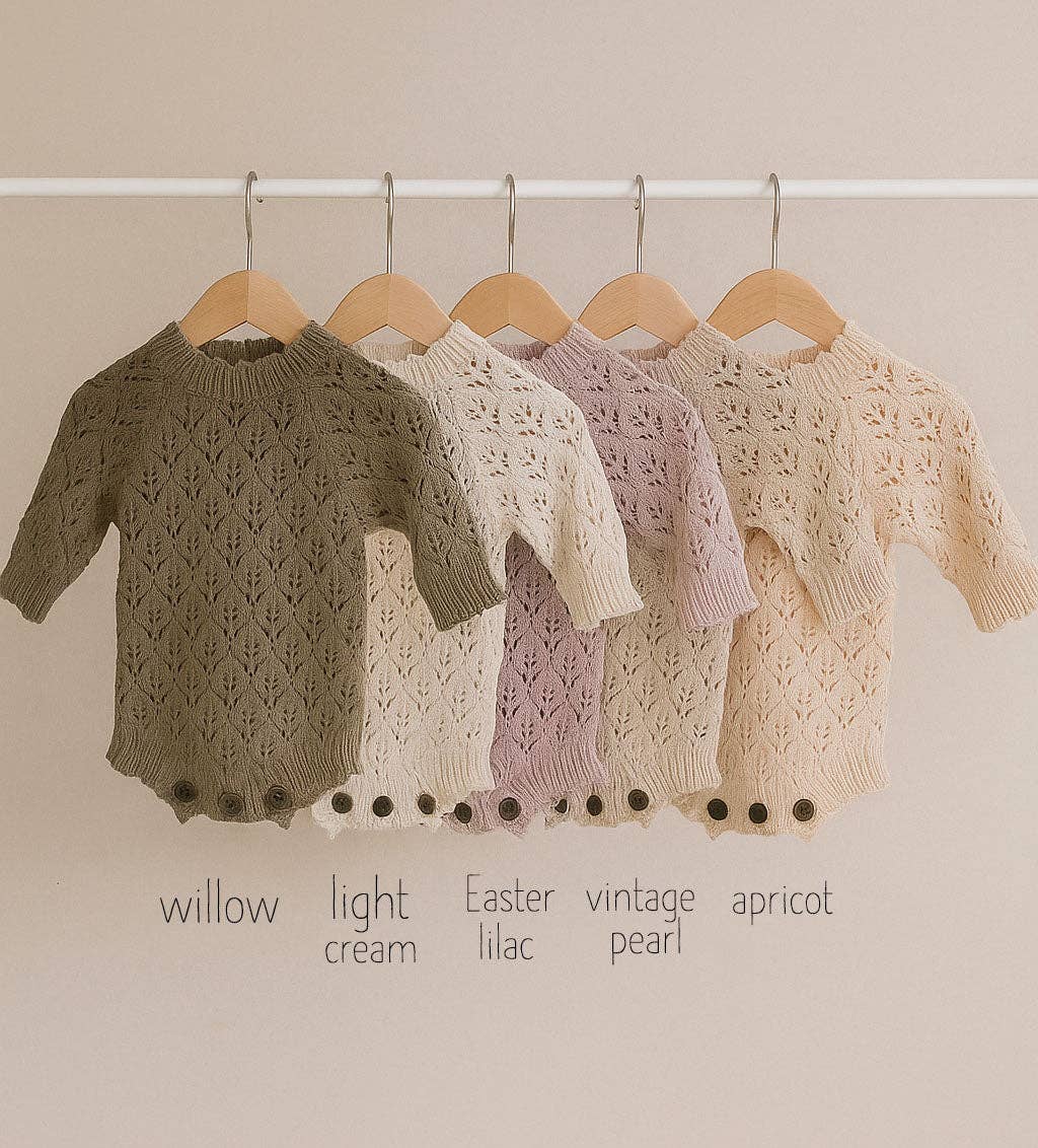 OLIVE & CRADLE - Apricot Pink Lacy Romper