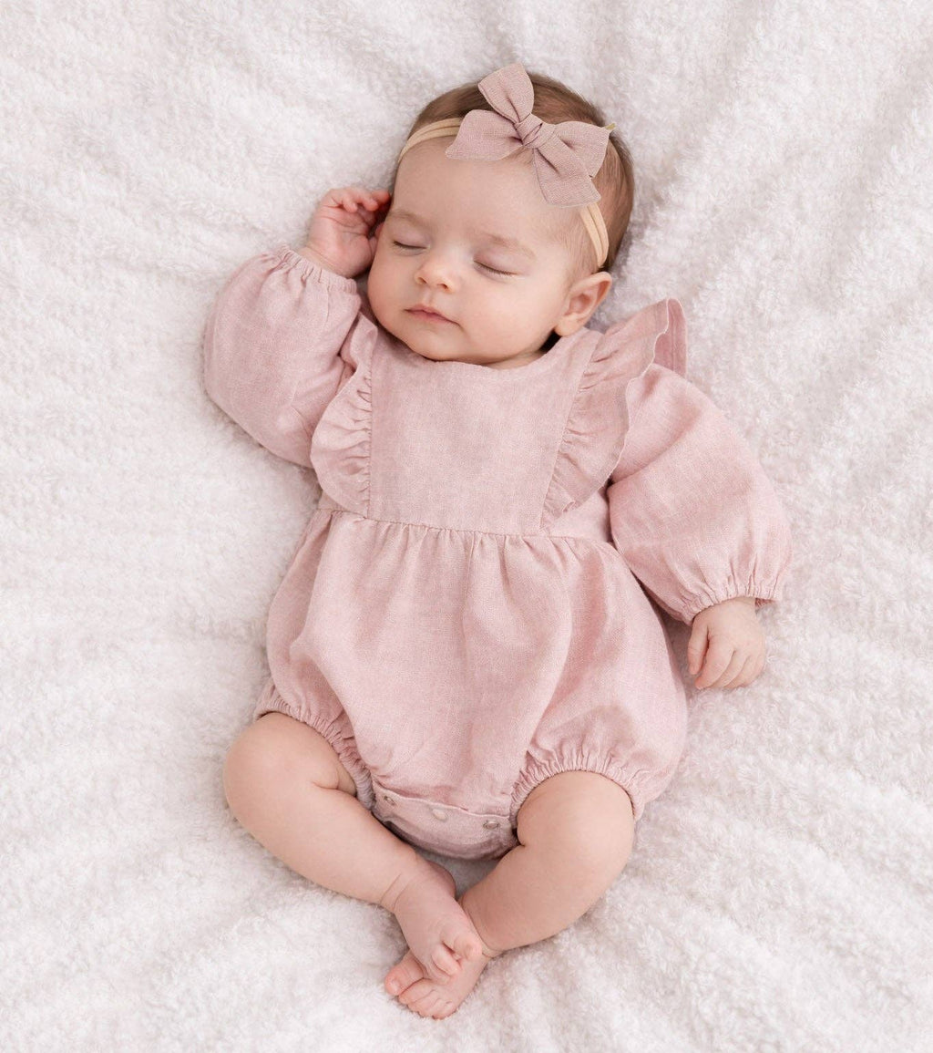 OLIVE & CRADLE - Gabriella Longsleeve Romper with Bow