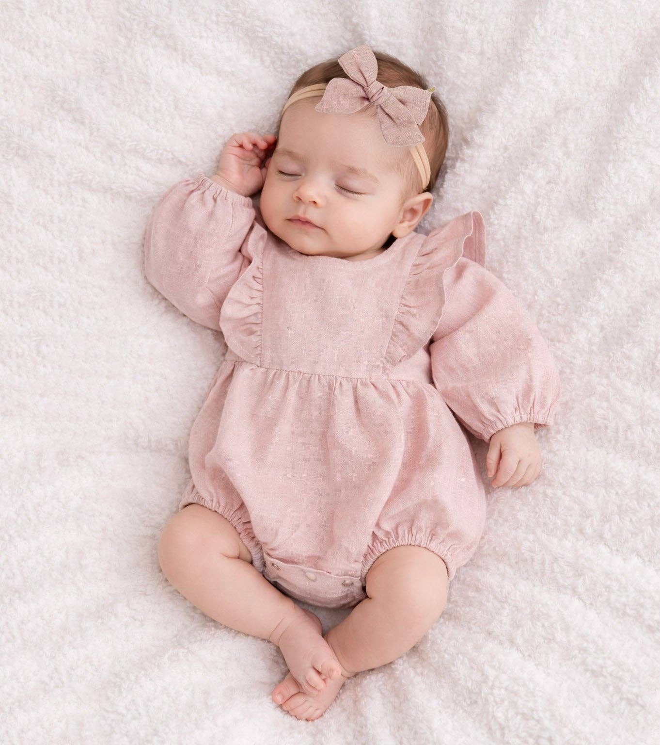 OLIVE & CRADLE - Gabriella Longsleeve Romper with Bow
