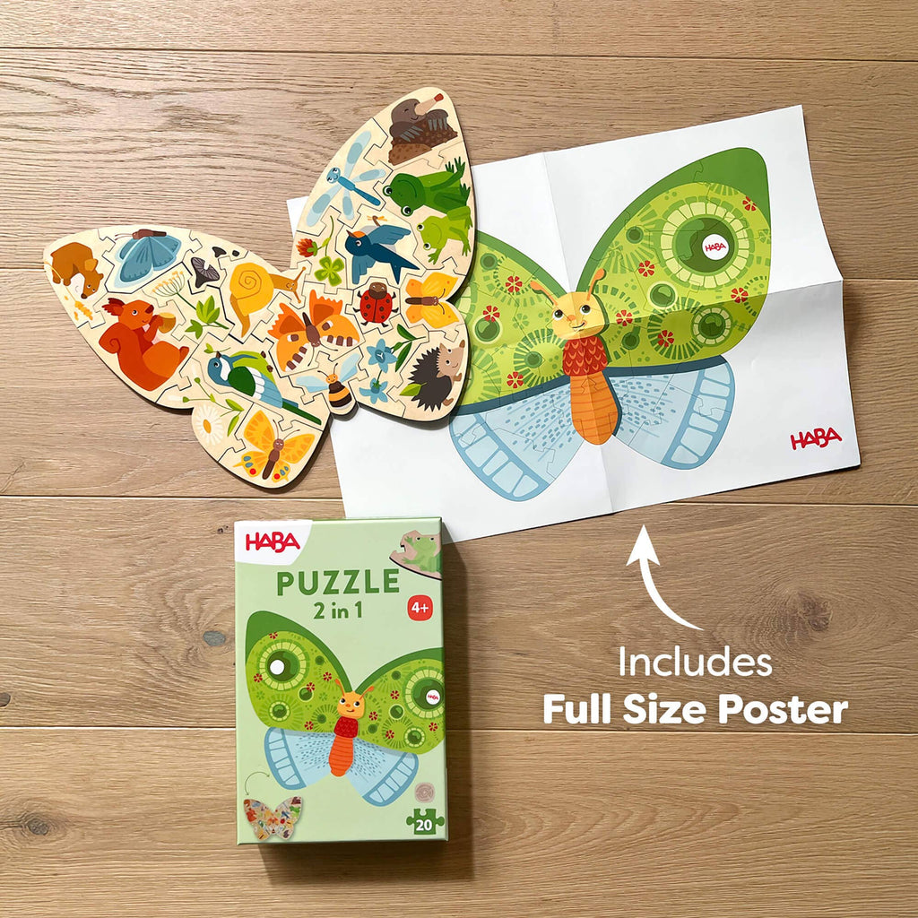 HABA USA - Butterfly 2-in-1 Wooden Puzzle