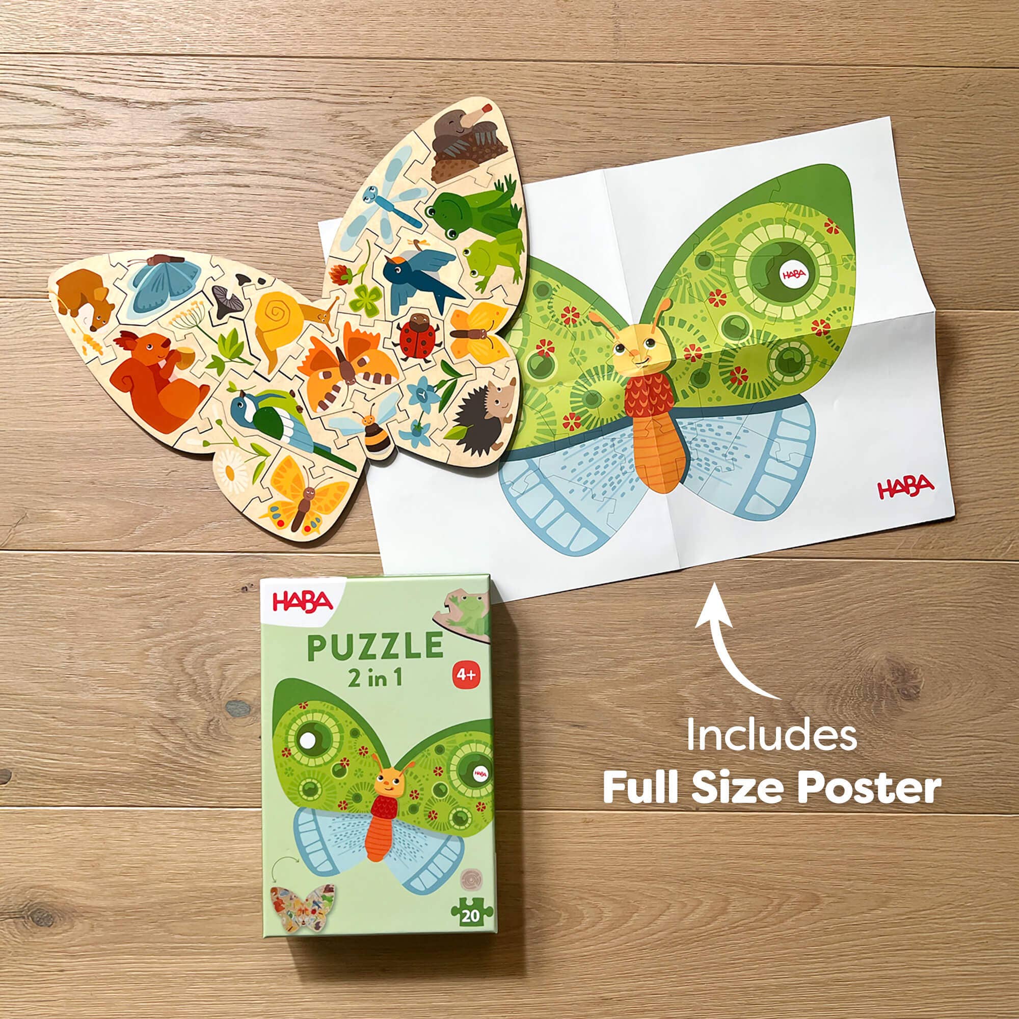 HABA USA - Butterfly 2-in-1 Wooden Puzzle