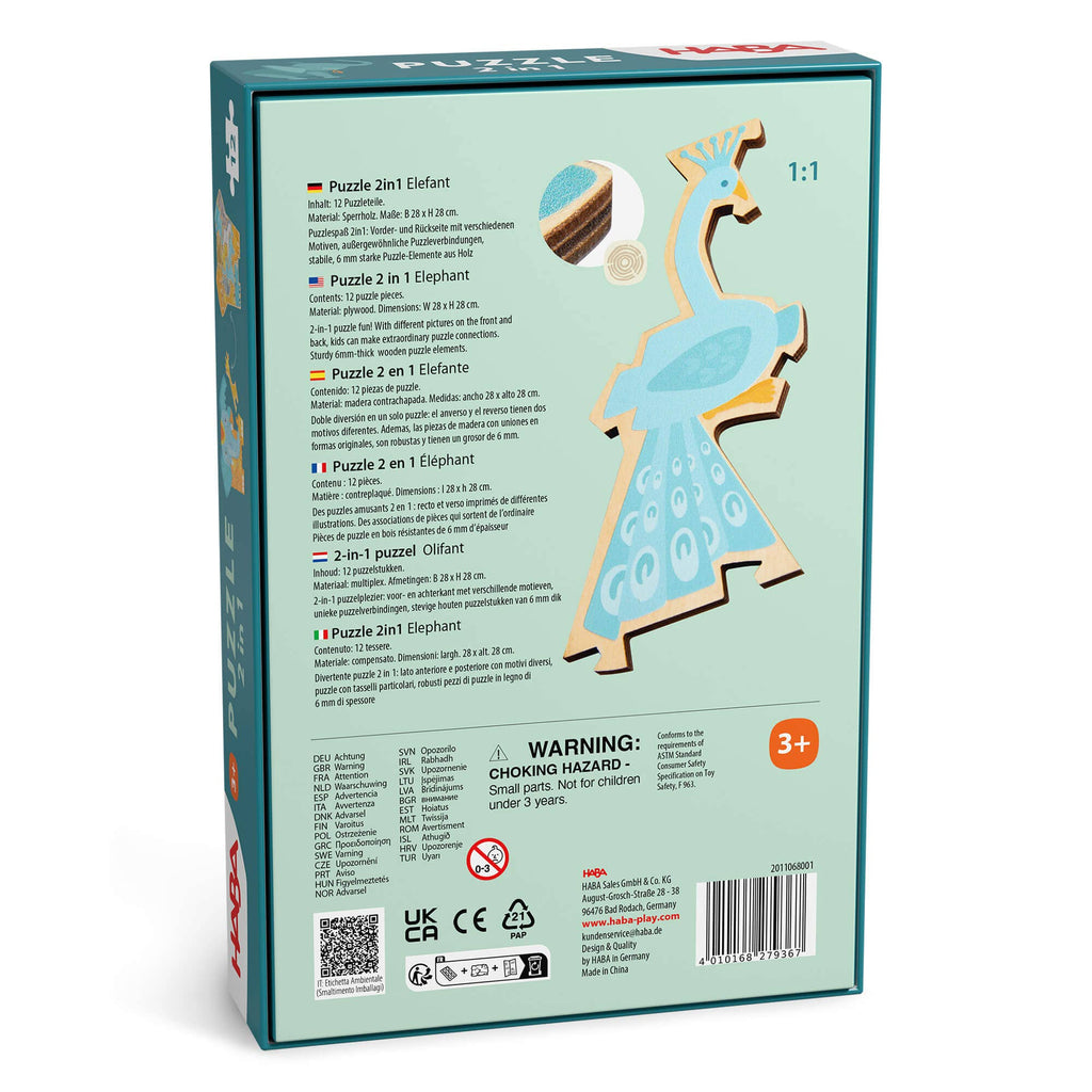 HABA USA - Elephant 2-in-1 Wooden Puzzle