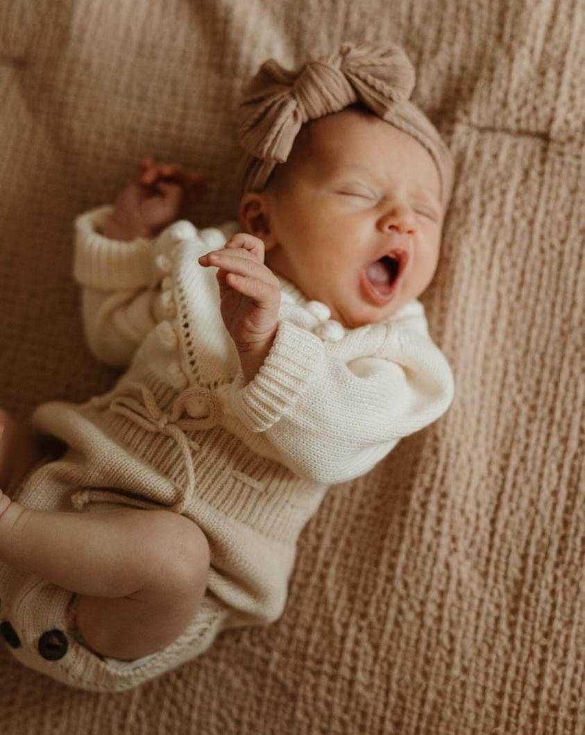 OLIVE & CRADLE - Cream Heart Romper Set