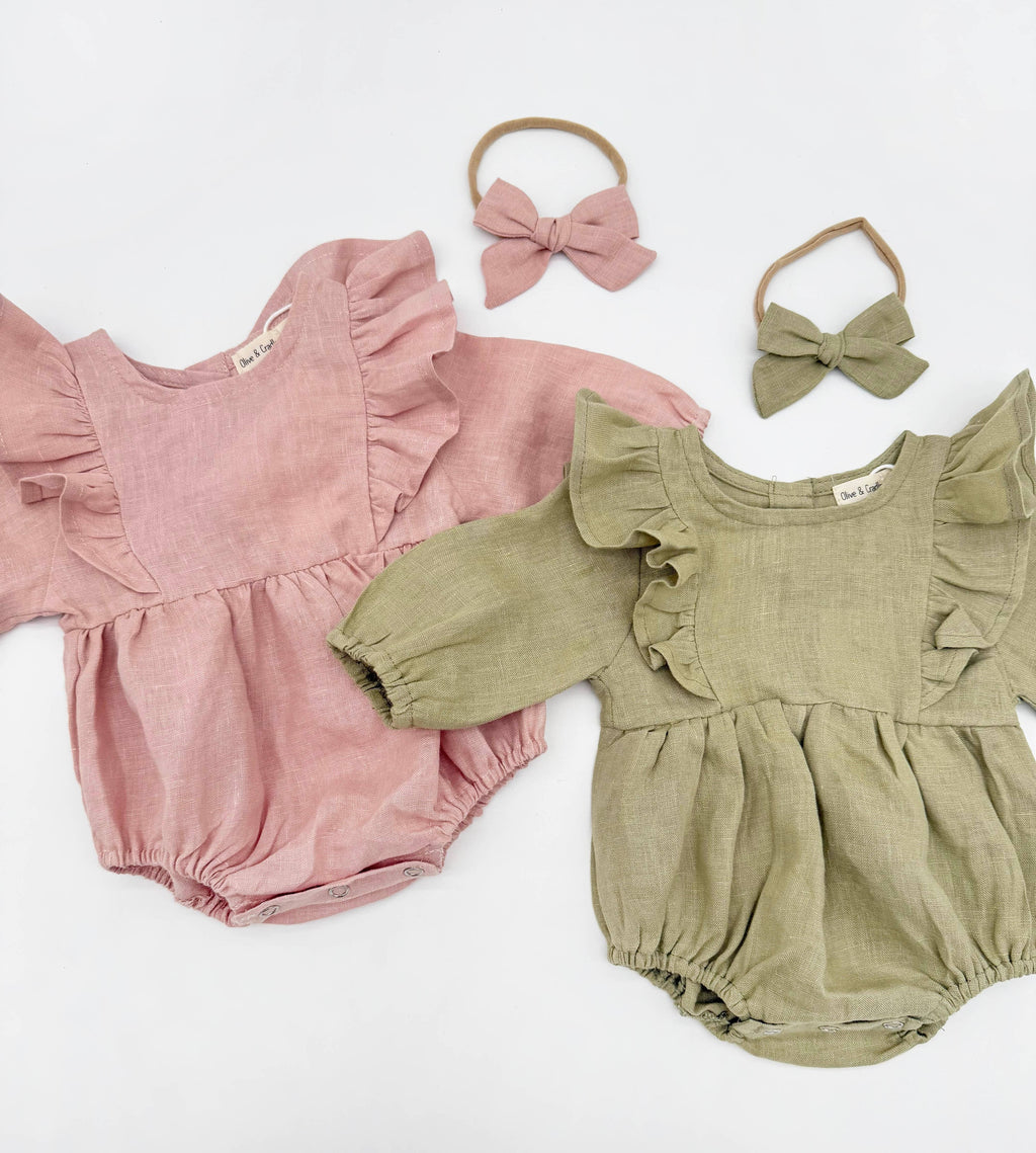 OLIVE & CRADLE - Gabriella Longsleeve Romper with Bow