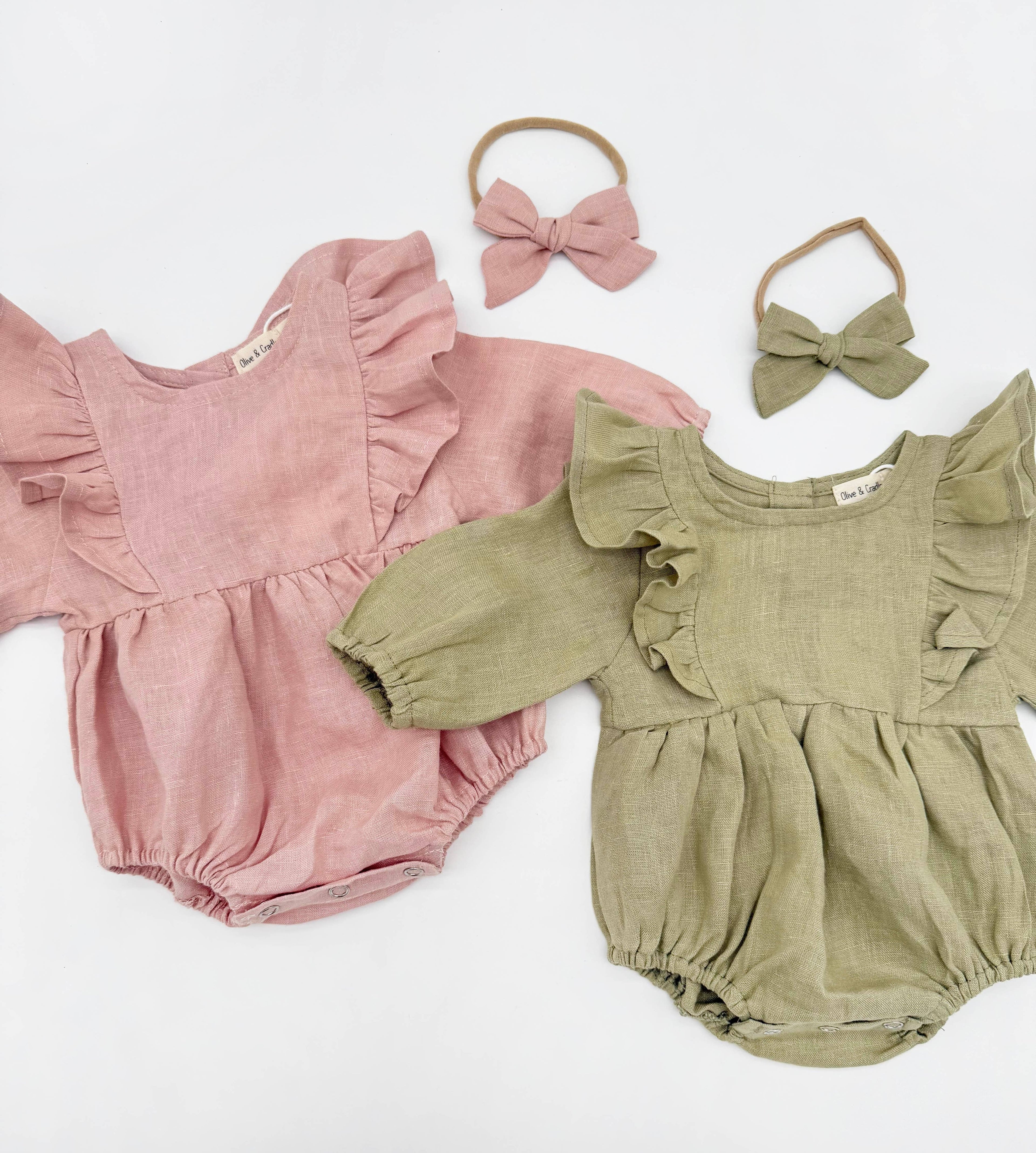 OLIVE & CRADLE - Gabriella Longsleeve Romper with Bow
