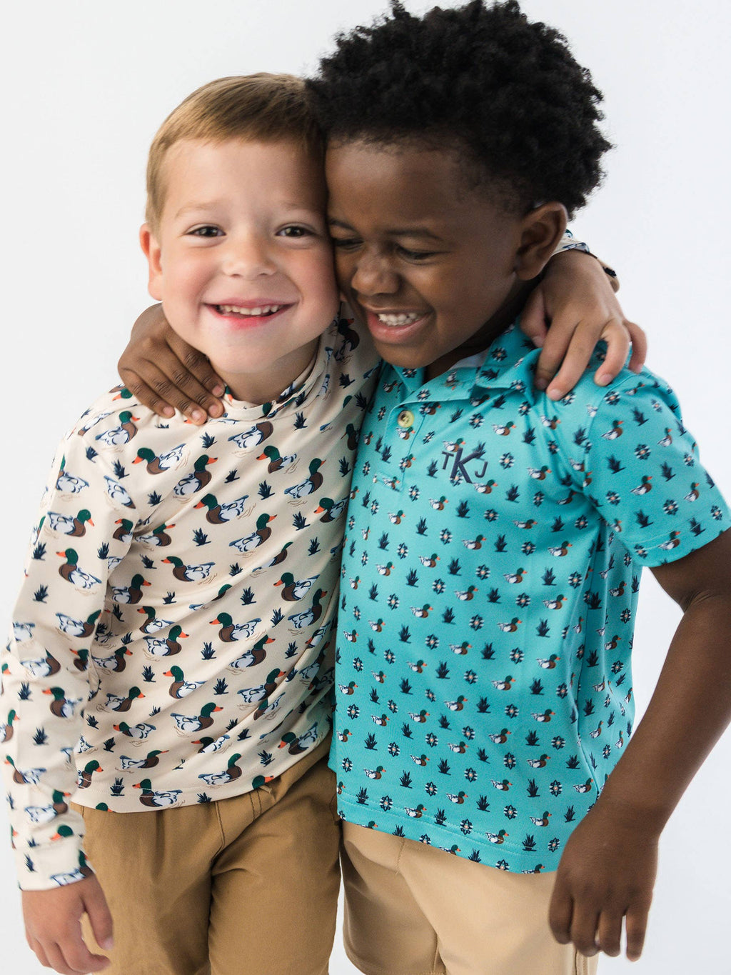 RuffleButts + RuggedButts - Boys Dapper Ducks Knit Short Sleeve Performance Polo