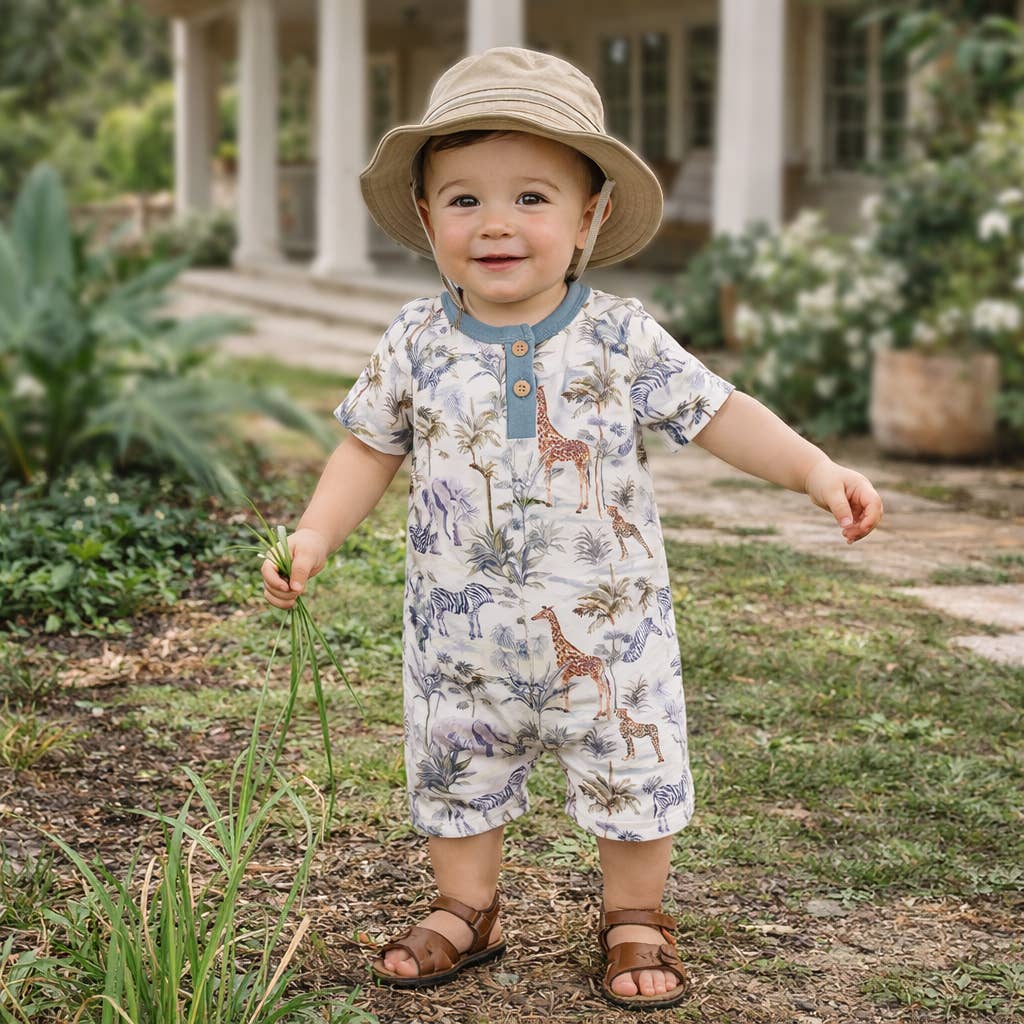 Tesa Babe - Jungle Safari Bamboo Baby Boy Shorty Romper
