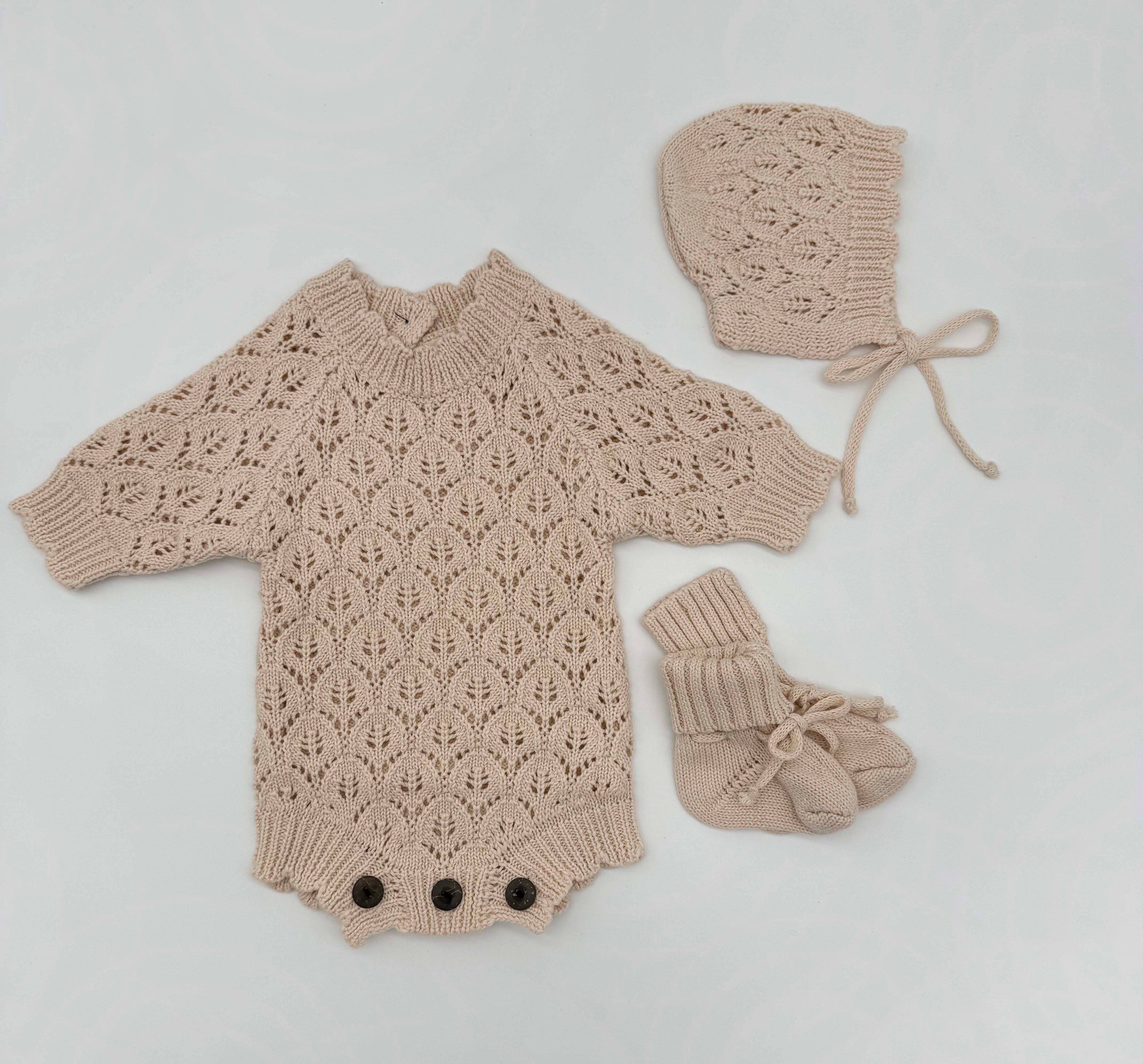 OLIVE & CRADLE - Apricot Pink Lacy Romper