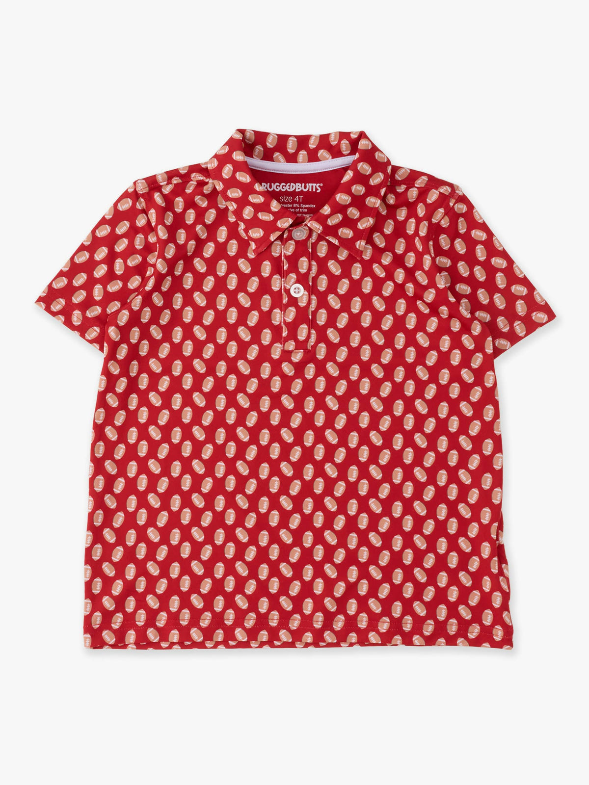 RuffleButts + RuggedButts - Boys Varsity Red Football Frenzy Knit Short Sleeve Performance Polo