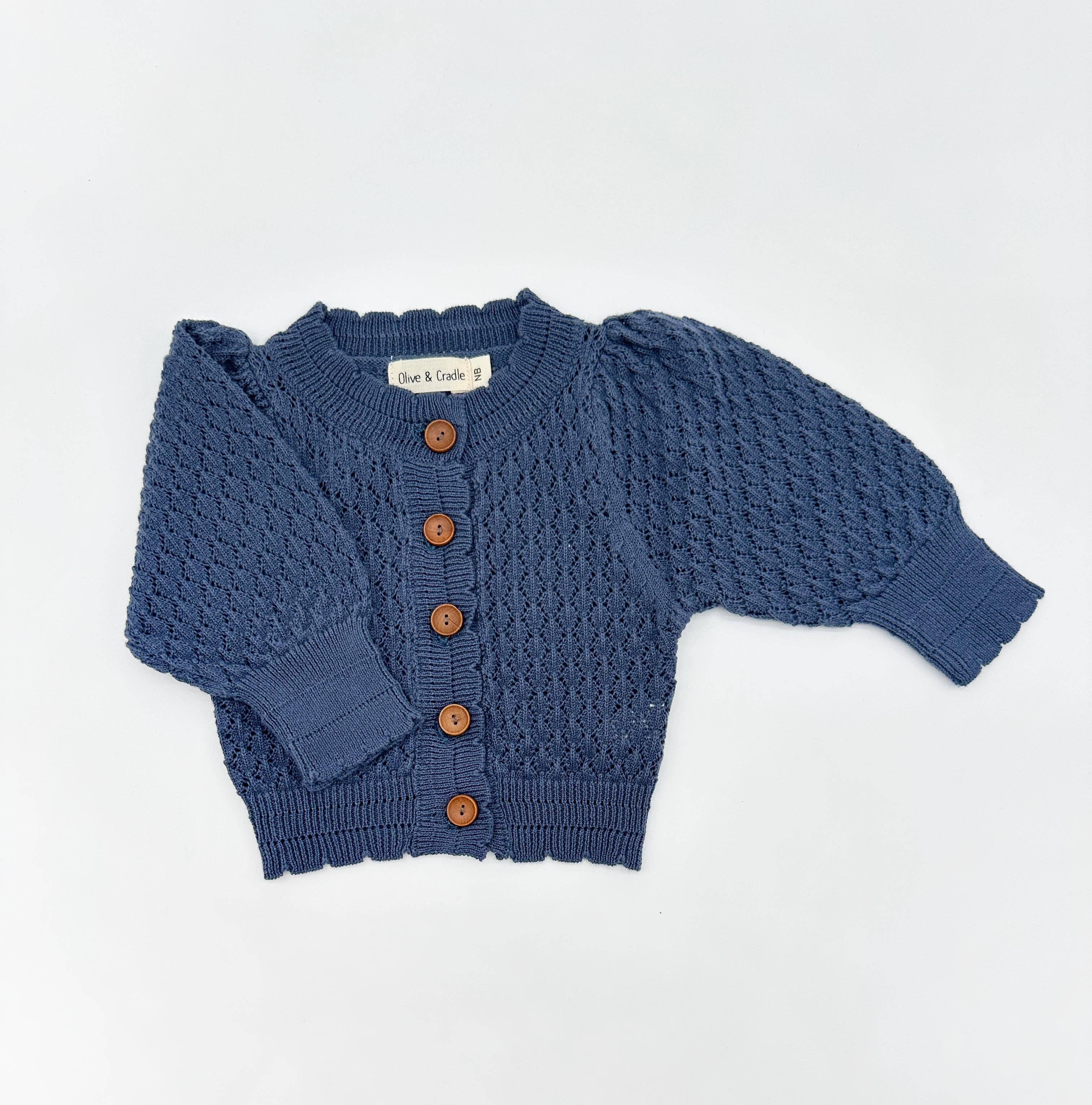 OLIVE & CRADLE - Pointelle Sapphire Cardigan