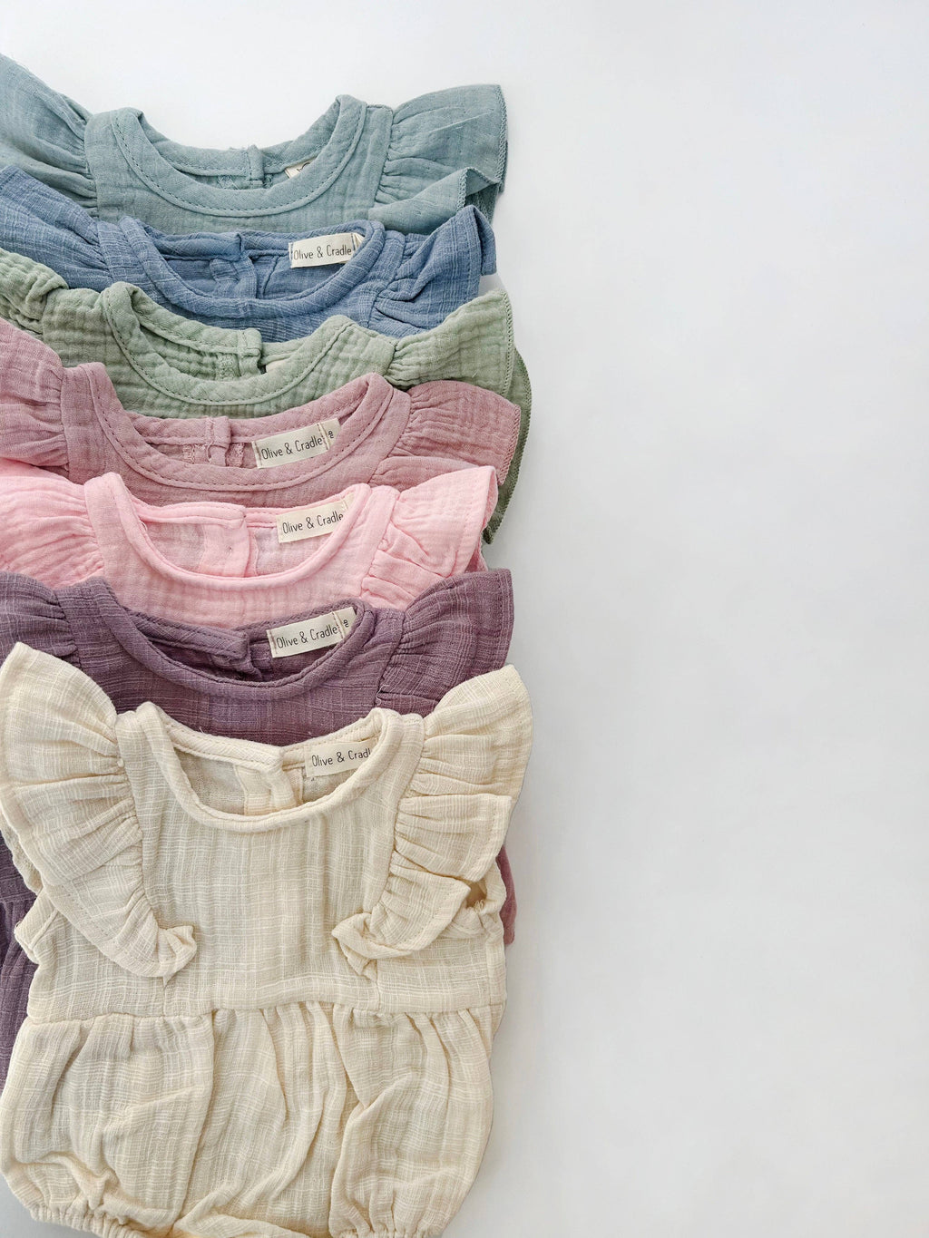 OLIVE & CRADLE - Milana Muslin Bubble Romper + Bow