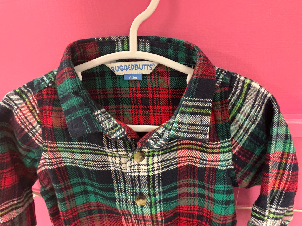 RuffleButts + RuggedButts - Baby Boys Christopher Plaid Long Sleeve Button Down Bodysuit