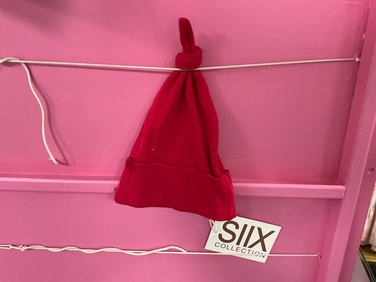 SIIX Collection - Red / Organic Pointelle Beanie