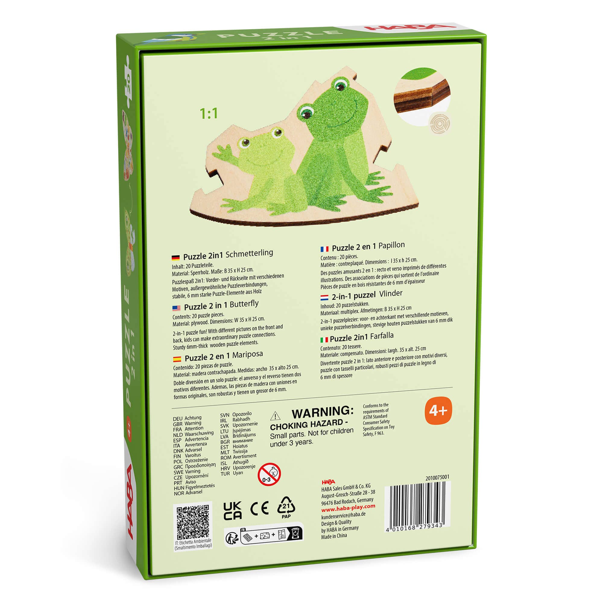 HABA USA - Butterfly 2-in-1 Wooden Puzzle