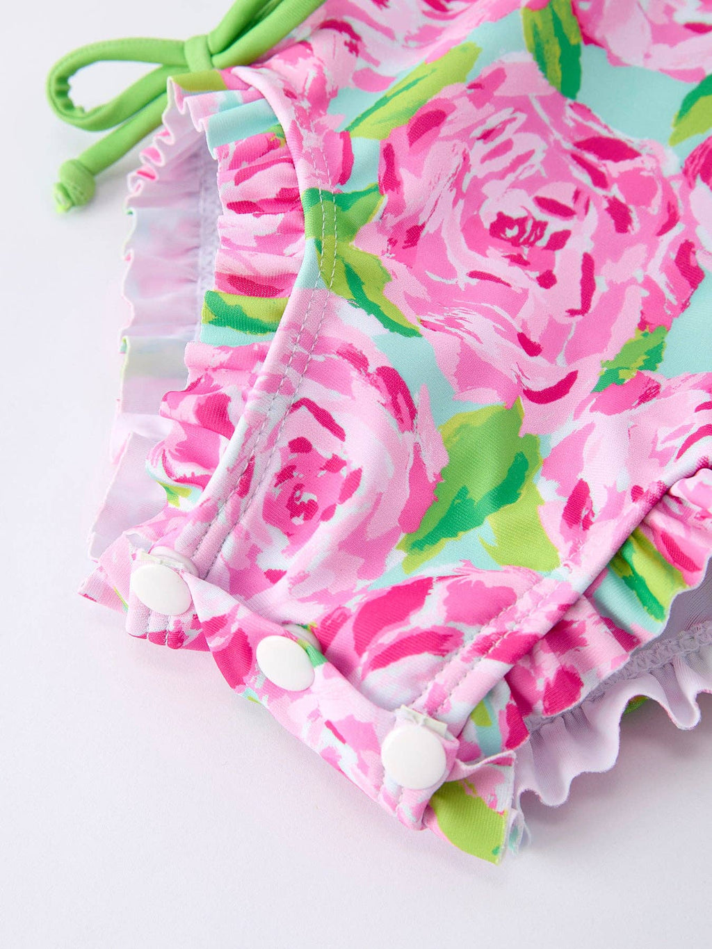 Rylee Faith Designs - Summer Rose Floral Print Girl Long Sleeve Ruffle One Piece Swimsuit