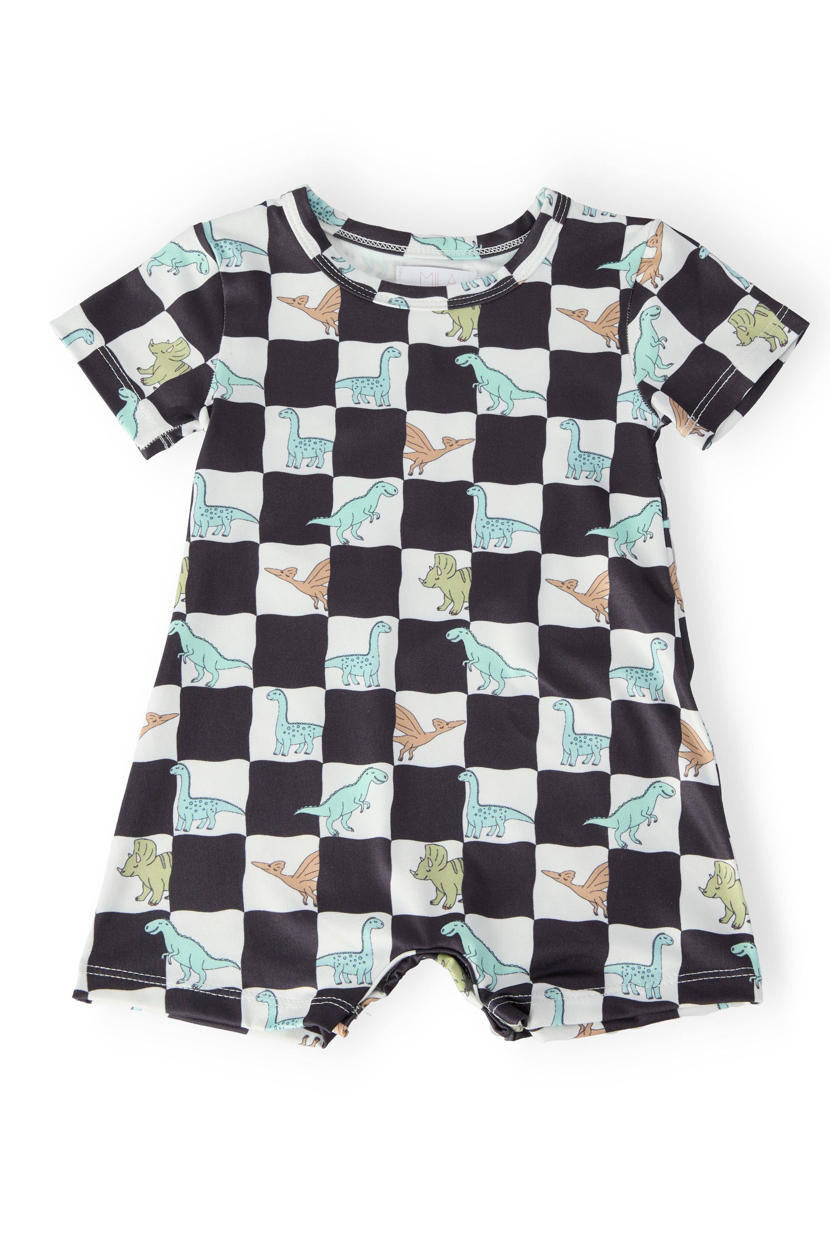 Mila & Rose - Dino Checkers S/S Shorty One-Piece