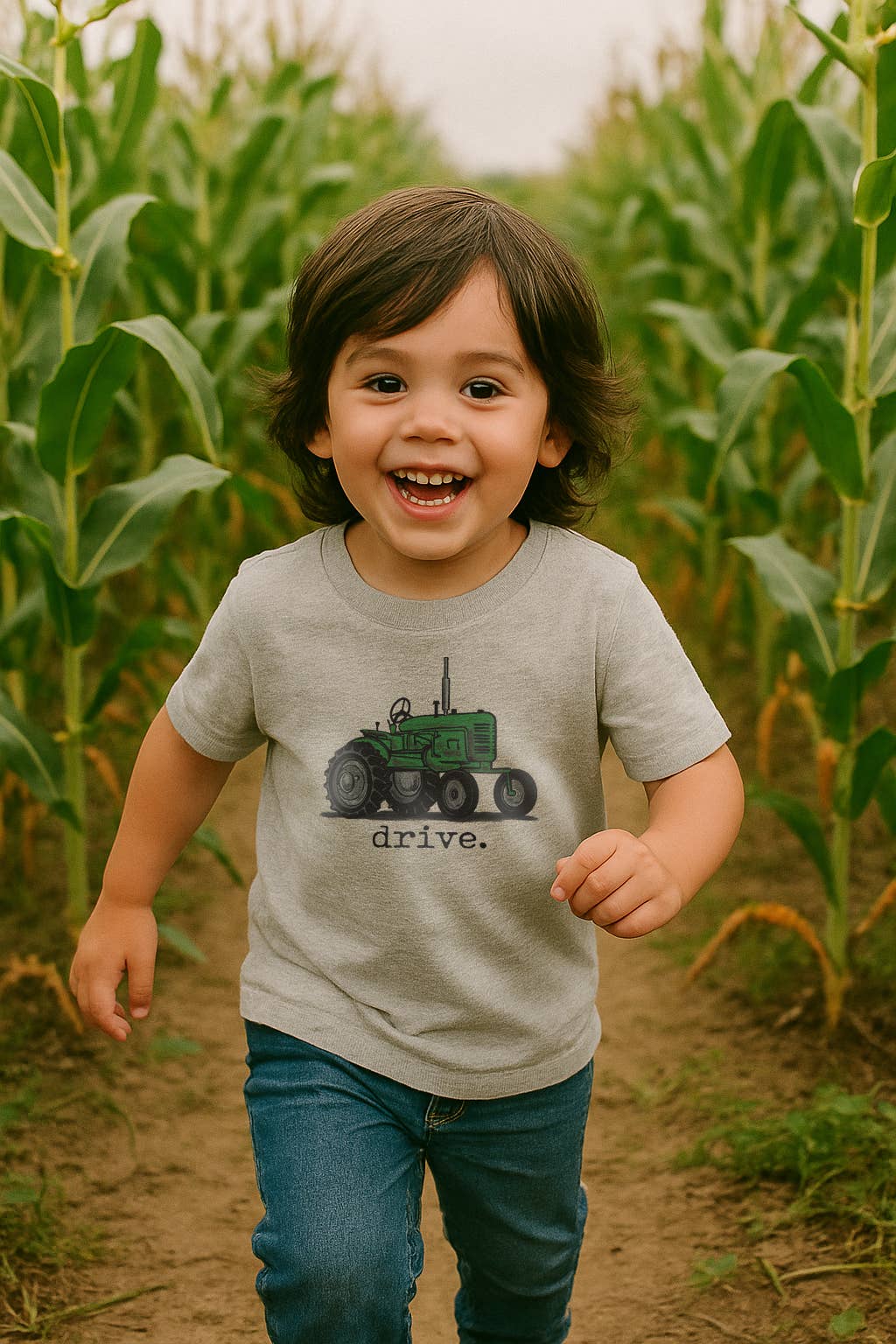Barefoot Baby - "Drive" Green Tractor Boy Clothing Western Apparel Kids