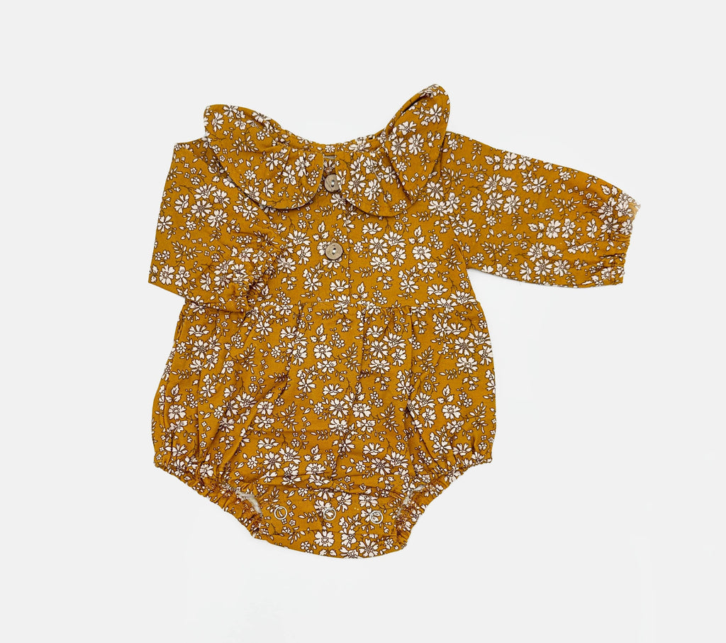OLIVE & CRADLE - Mustard Floral Romper Set