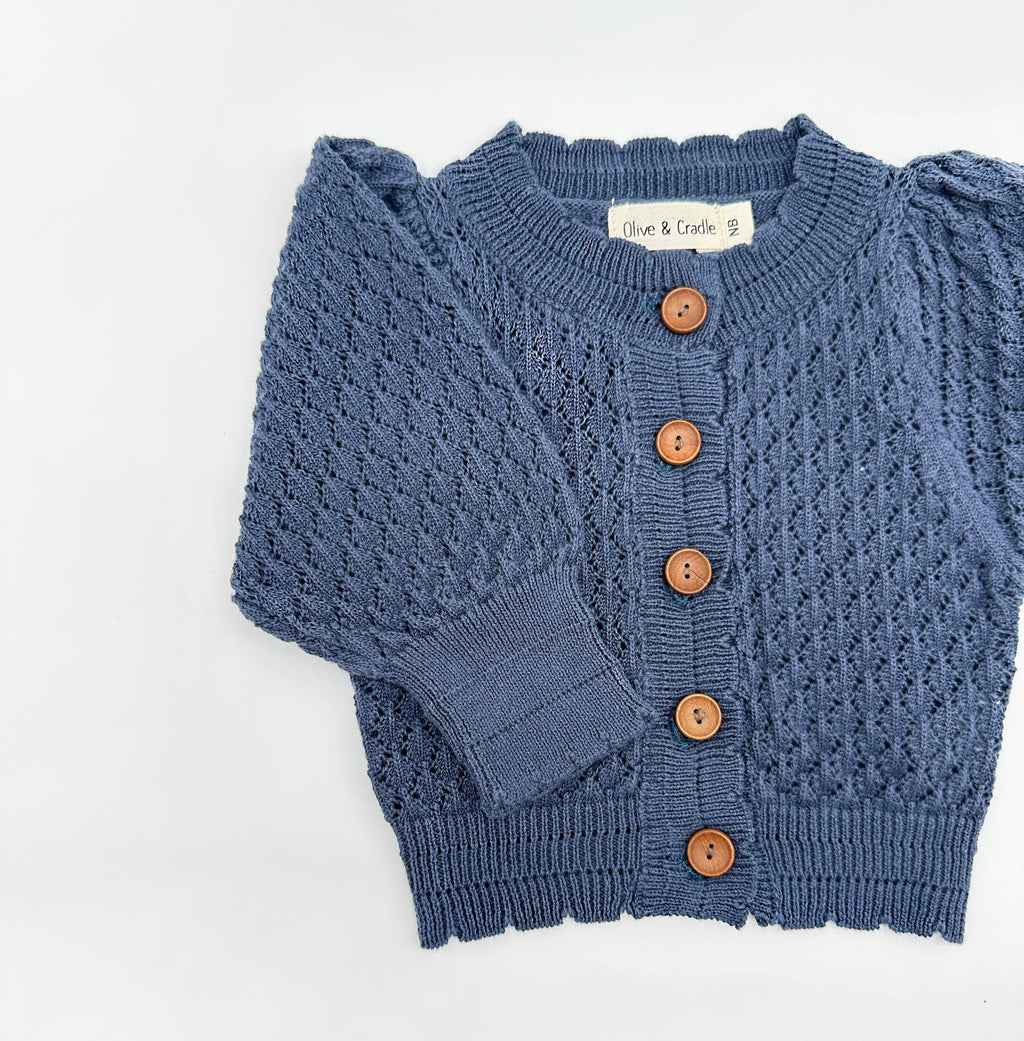 OLIVE & CRADLE - Pointelle Sapphire Cardigan