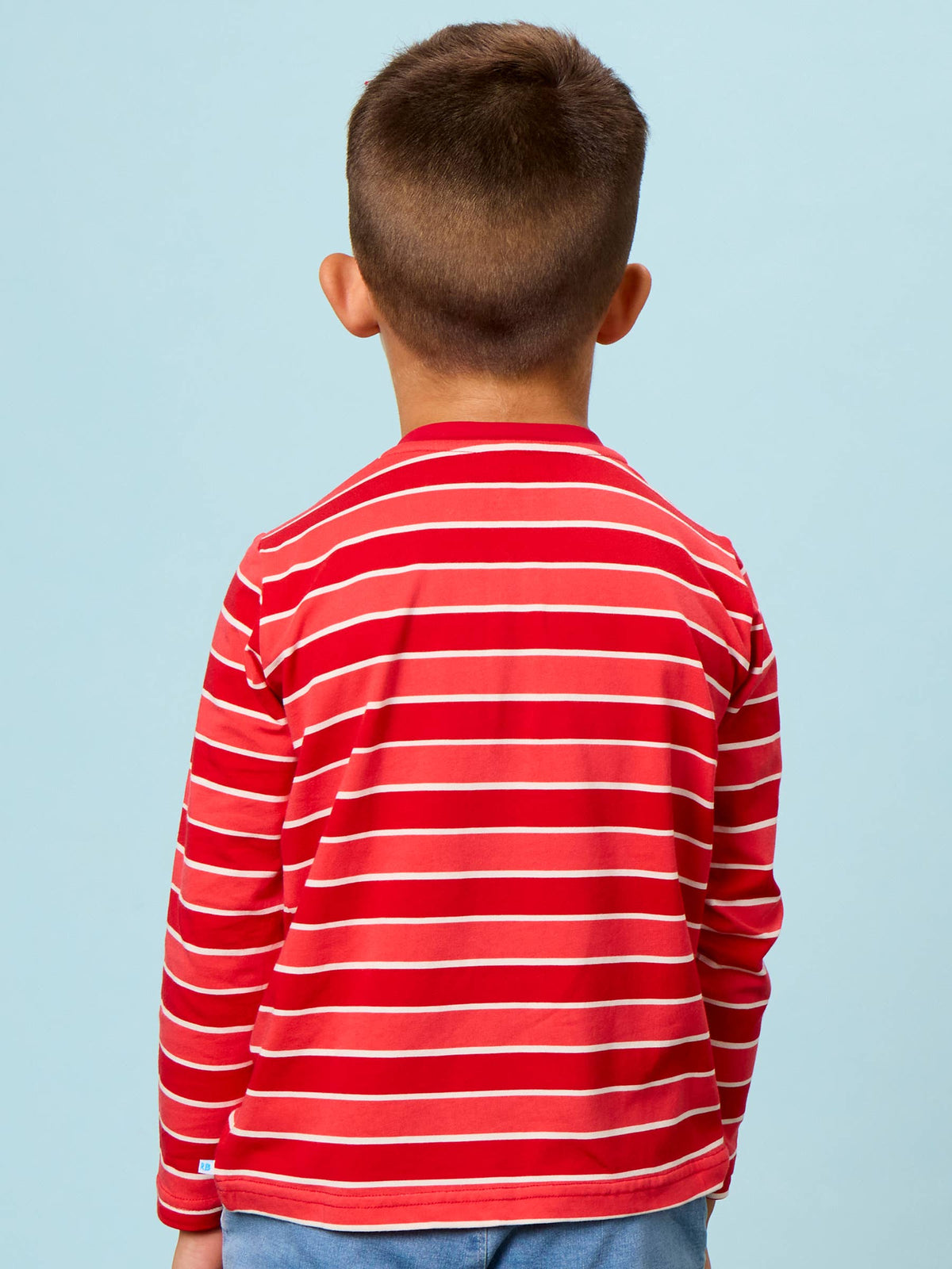 RuffleButts + RuggedButts - Boys Varsity Red Football Stripe Knit Long Sleeve Embroidered Henley Tee