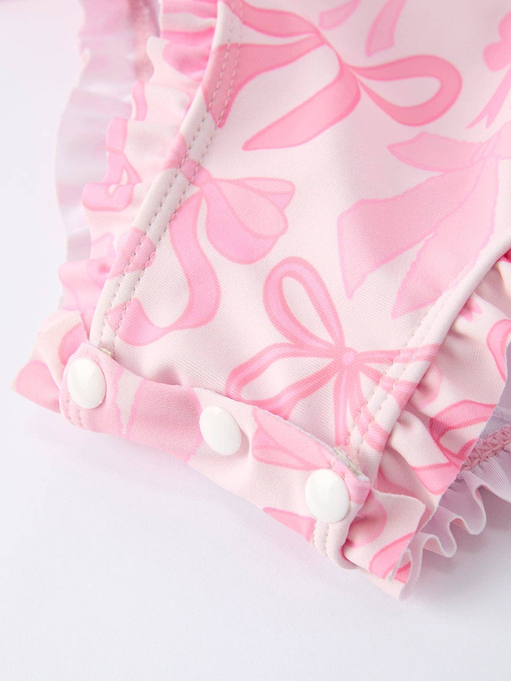Rylee Faith Designs - Summer Bow Print Girls Long Sleeve Ruffle One Piece Swimsuit