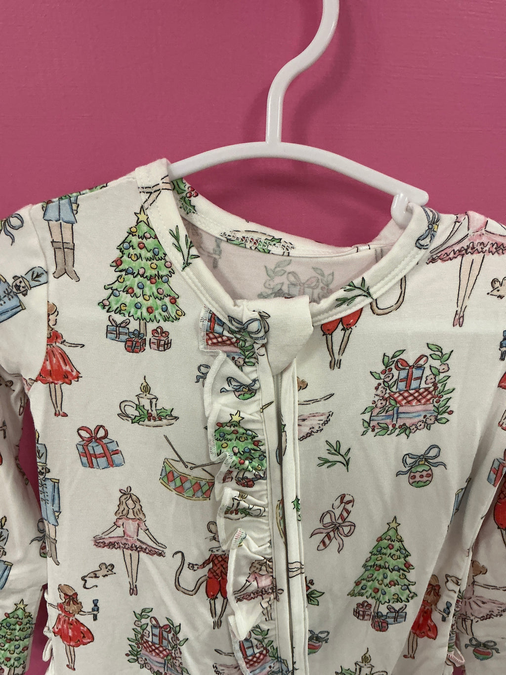 Girl Bamboo Christmas nutcracker footie sleeper
