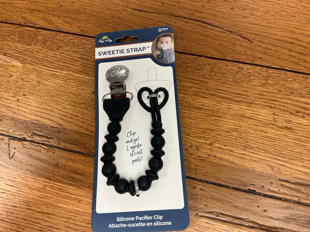 Sweetie strap silicone paci clip black