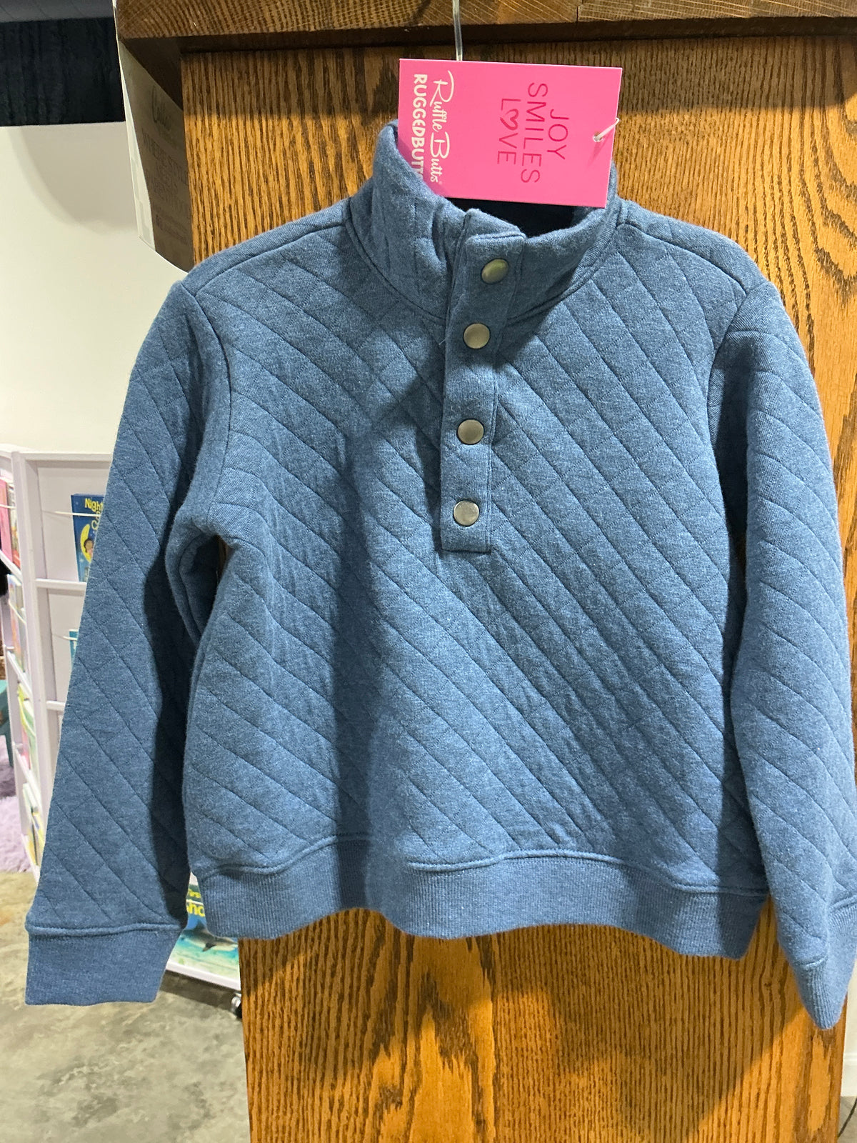 Rugged butts heather blue snap sweatshirt