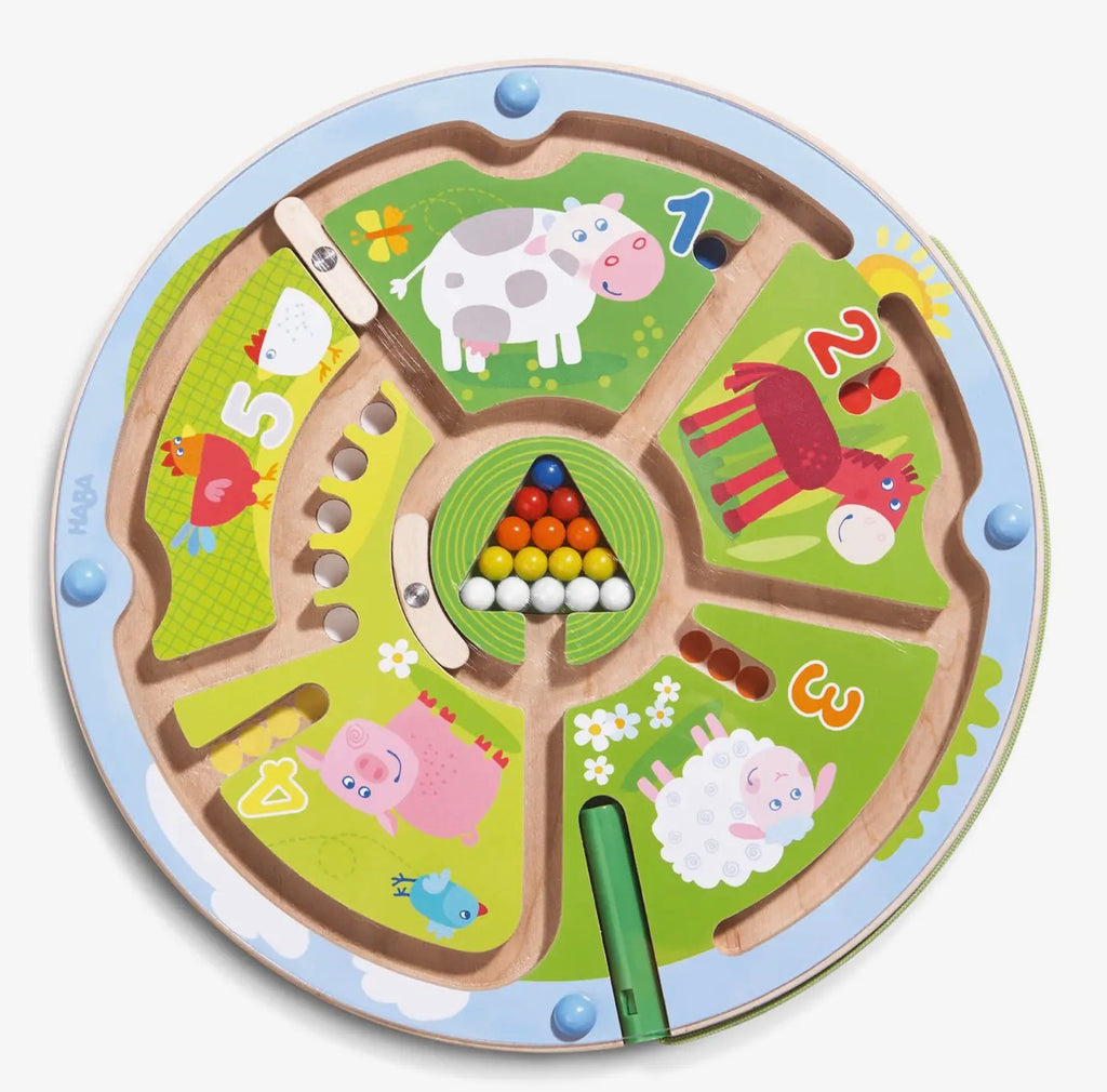 Number maze magnetic game