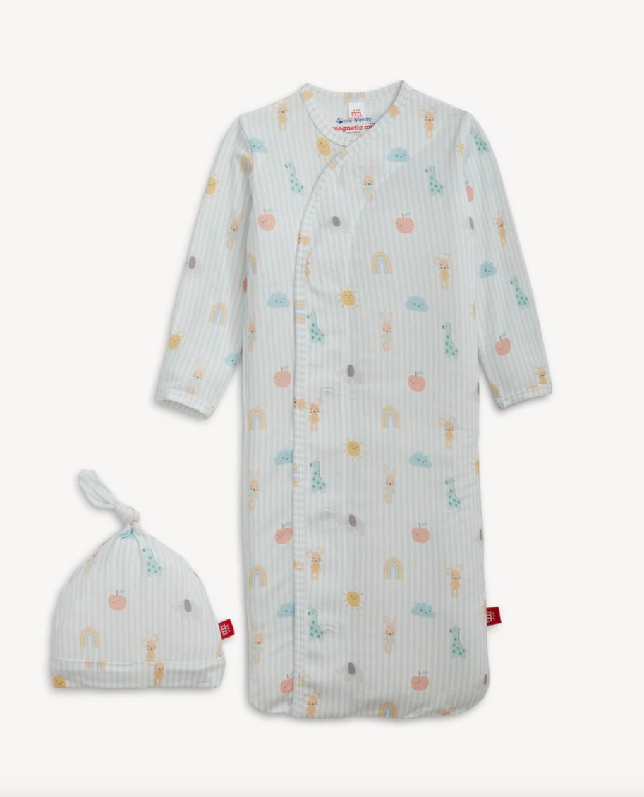 Lullaby sky blue gown and hat set