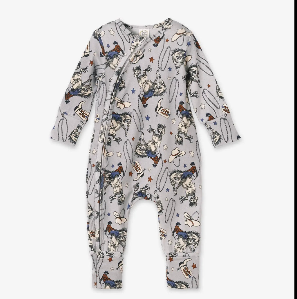 Tesa Babe western cowboy rodeo zipper baby romper
