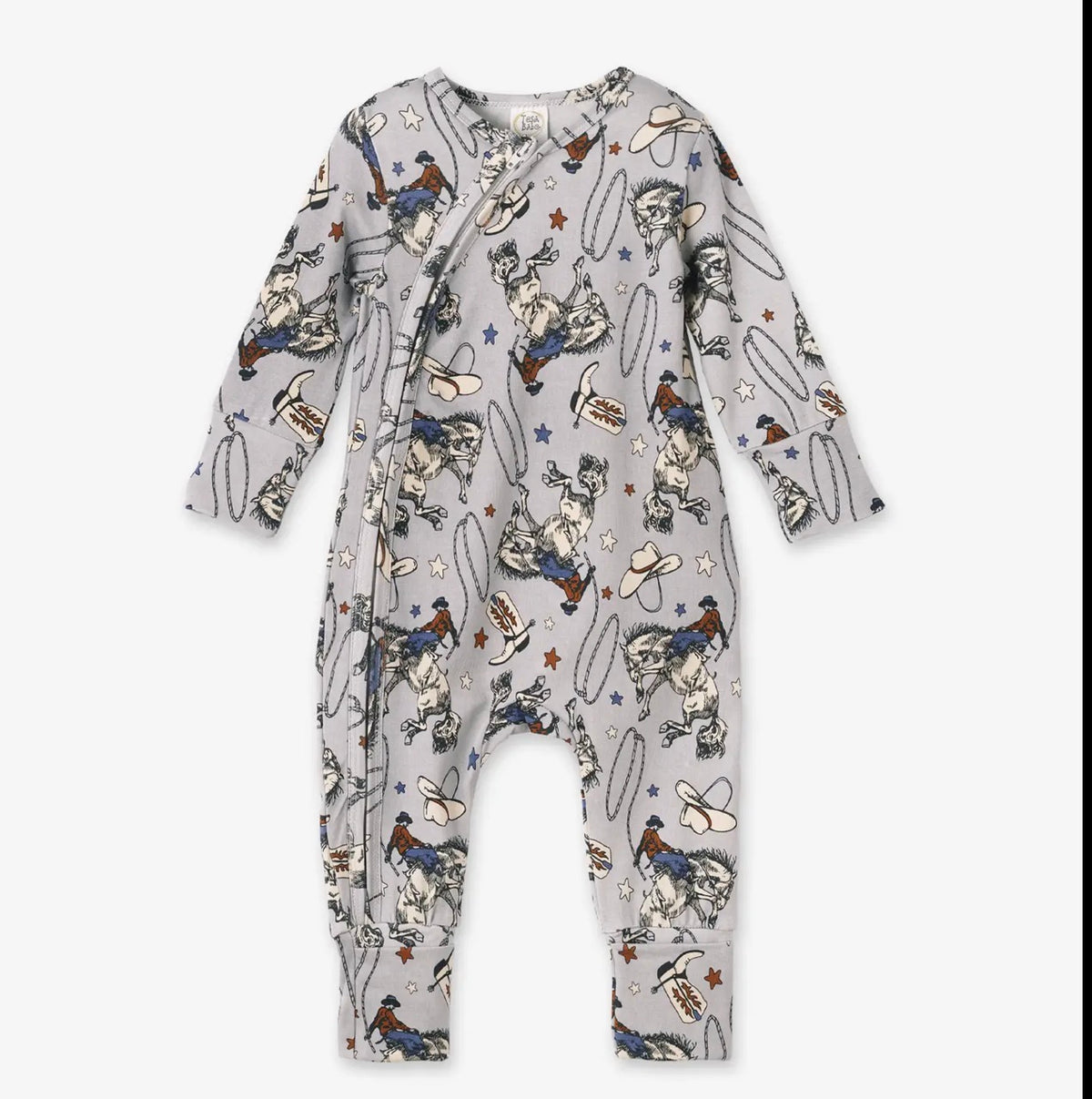 Tesa Babe western cowboy rodeo zipper baby romper