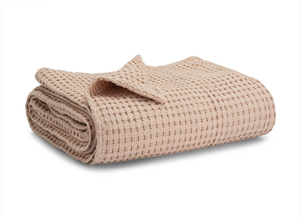 Waffle cotton blanket blush