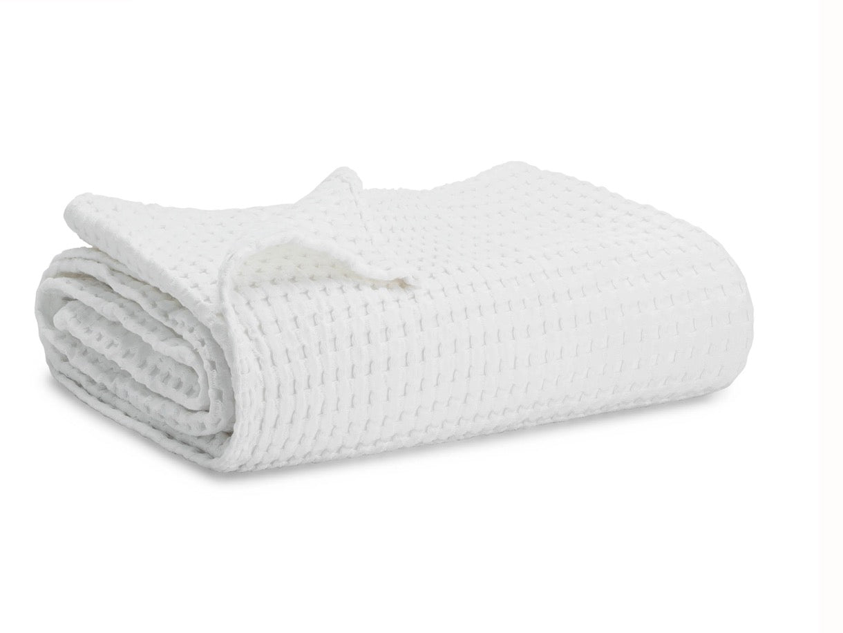 Waffle cotton  blanket white