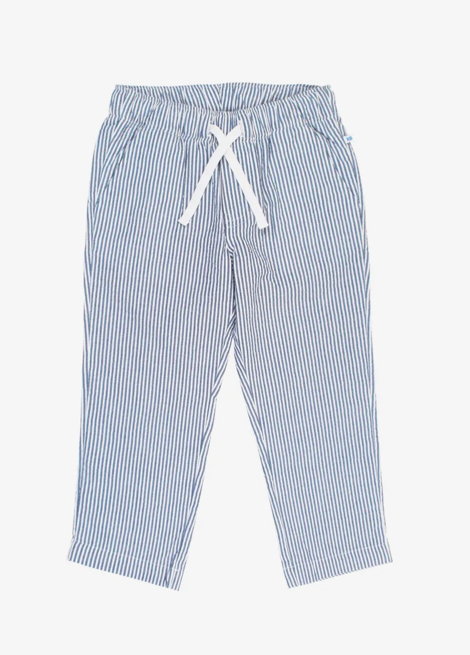 RuffleButts + RuggedButts - Boys Blue Seersucker Pull-On Pants