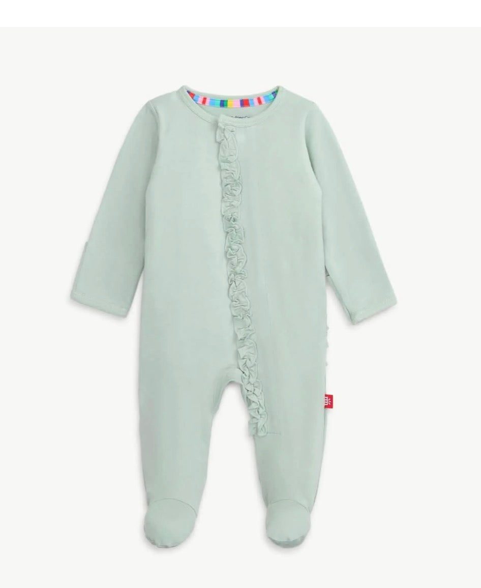 Seafoam green modal w/ruffle magnetic me footie