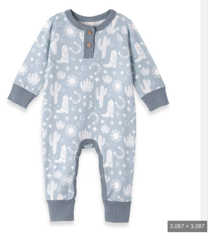 Tesa babe baby boys Wild West Henley romper