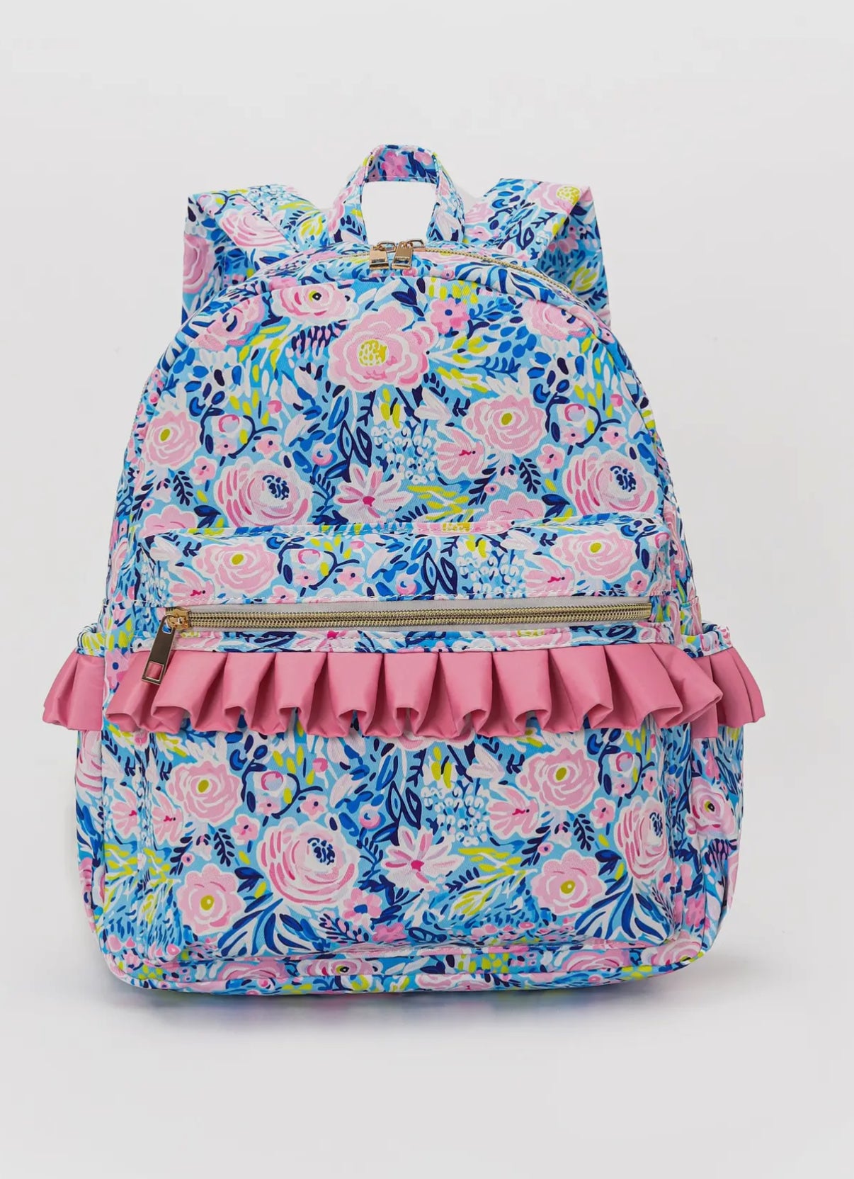 Big Kids Backpack Blue With Pink Ruffle