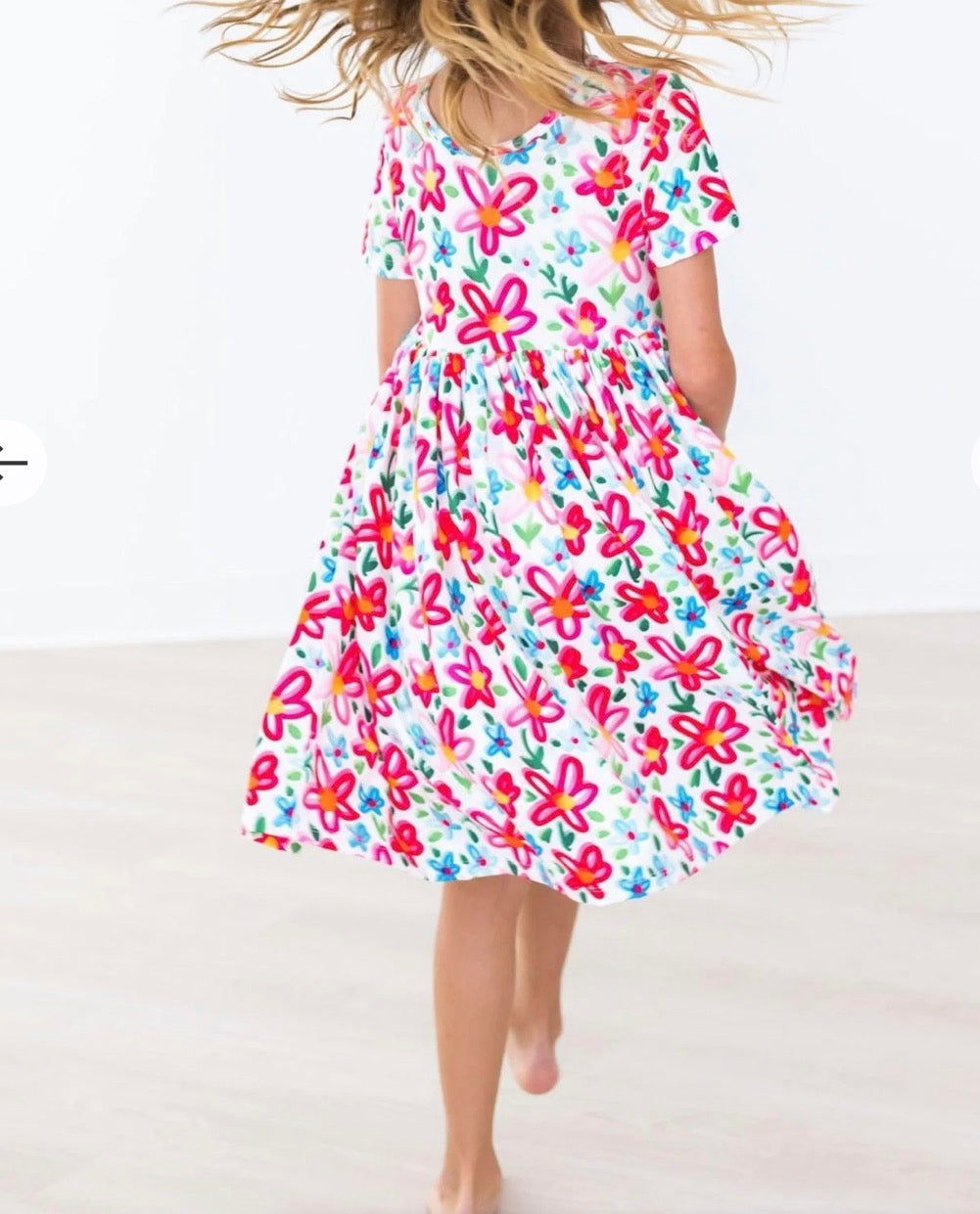 Mila and Rose Neon Floral short sleeve twirl dress