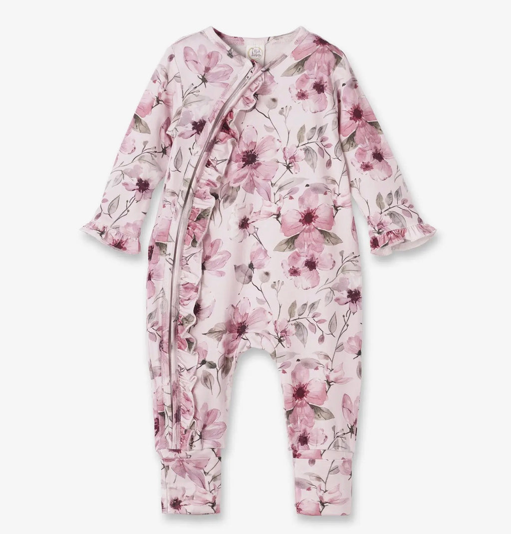 Tesa Babe Watercolor floral zipper bamboo romper