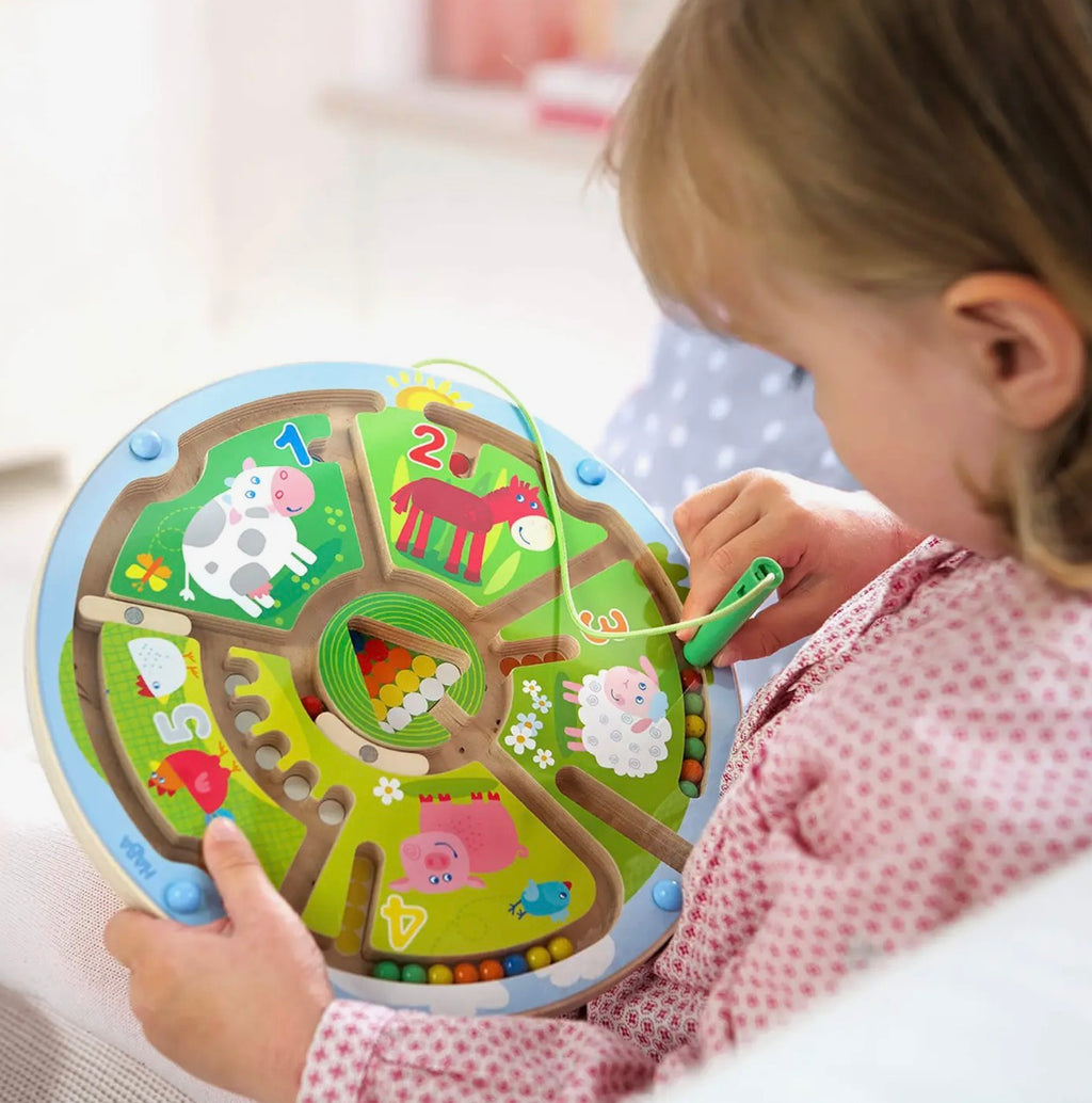 Number maze magnetic game