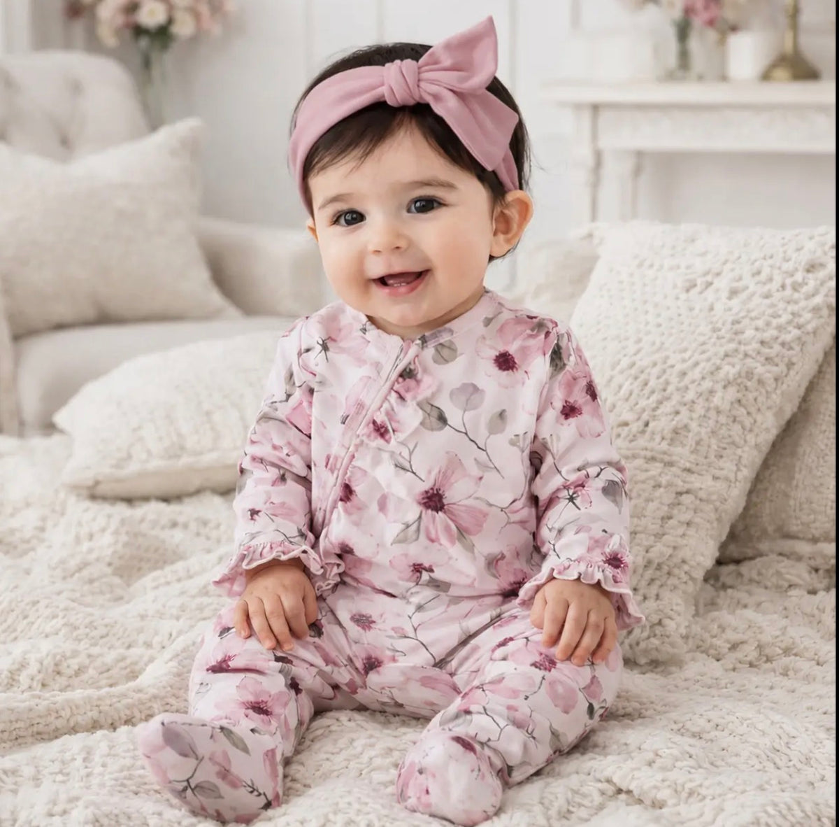 Tesa Babe Watercolor floral zipper bamboo romper