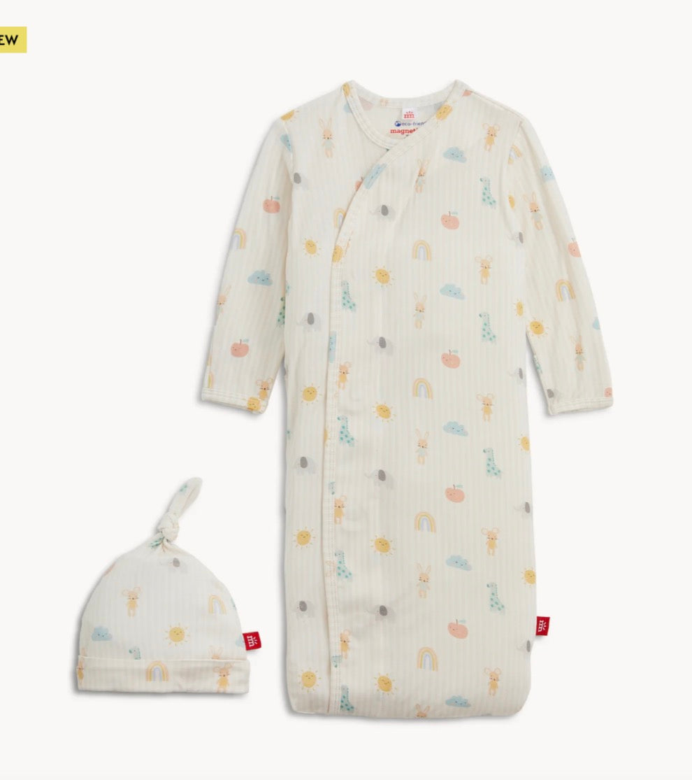 Lullaby sky pink gown and hat set
