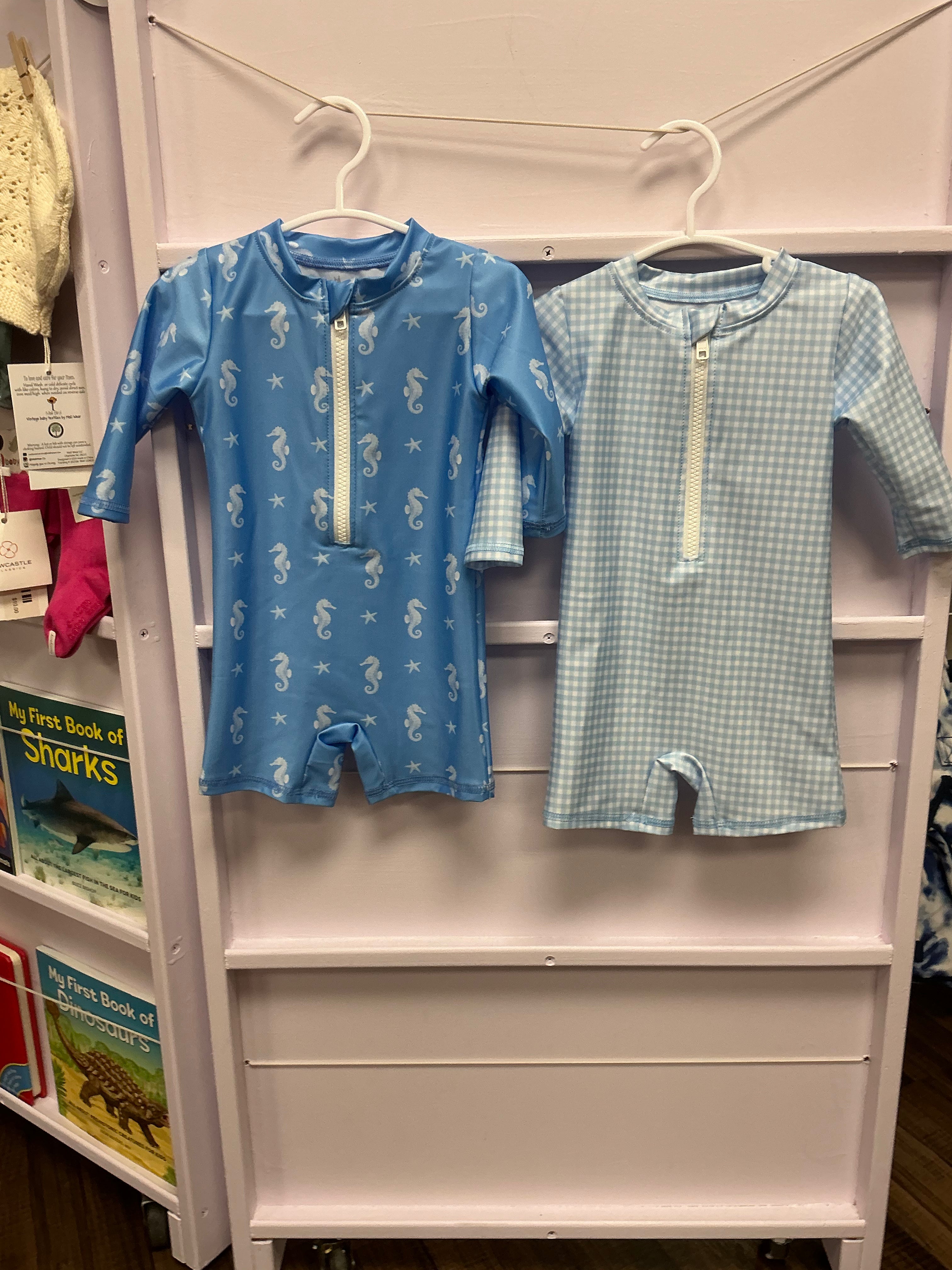 Baby Rashguard boys swimsuit- blue gingham