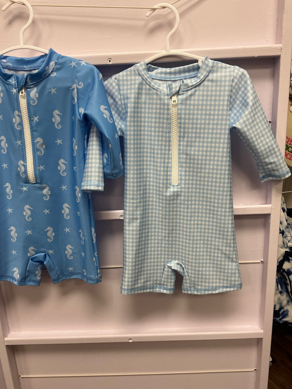 Baby Rashguard boys swimsuit- blue gingham