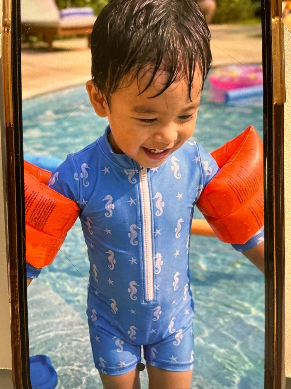 Baby Rashguard boys swimsuit blue seahorse